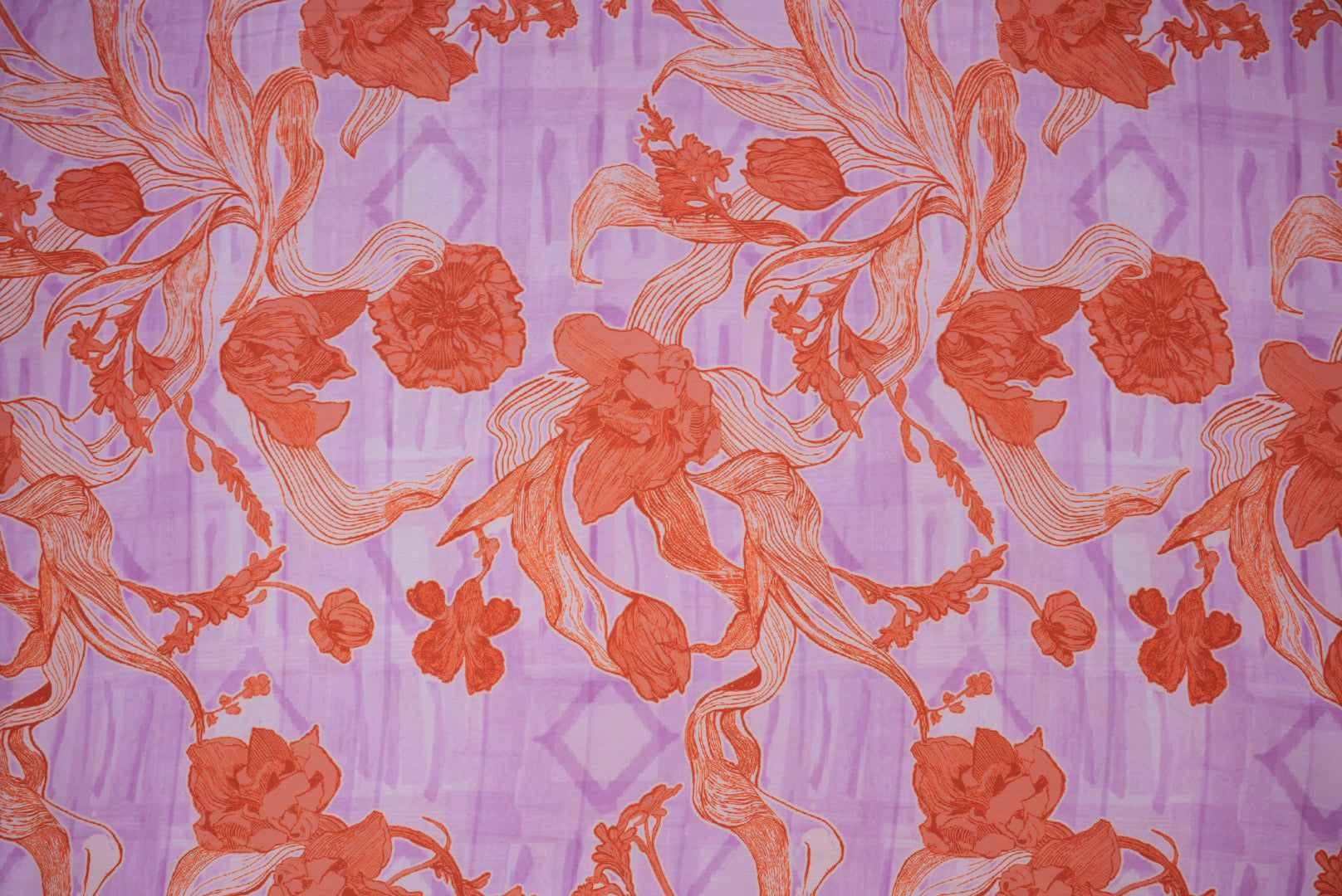 Lavender Floral Digital Printed Rayon Fabric