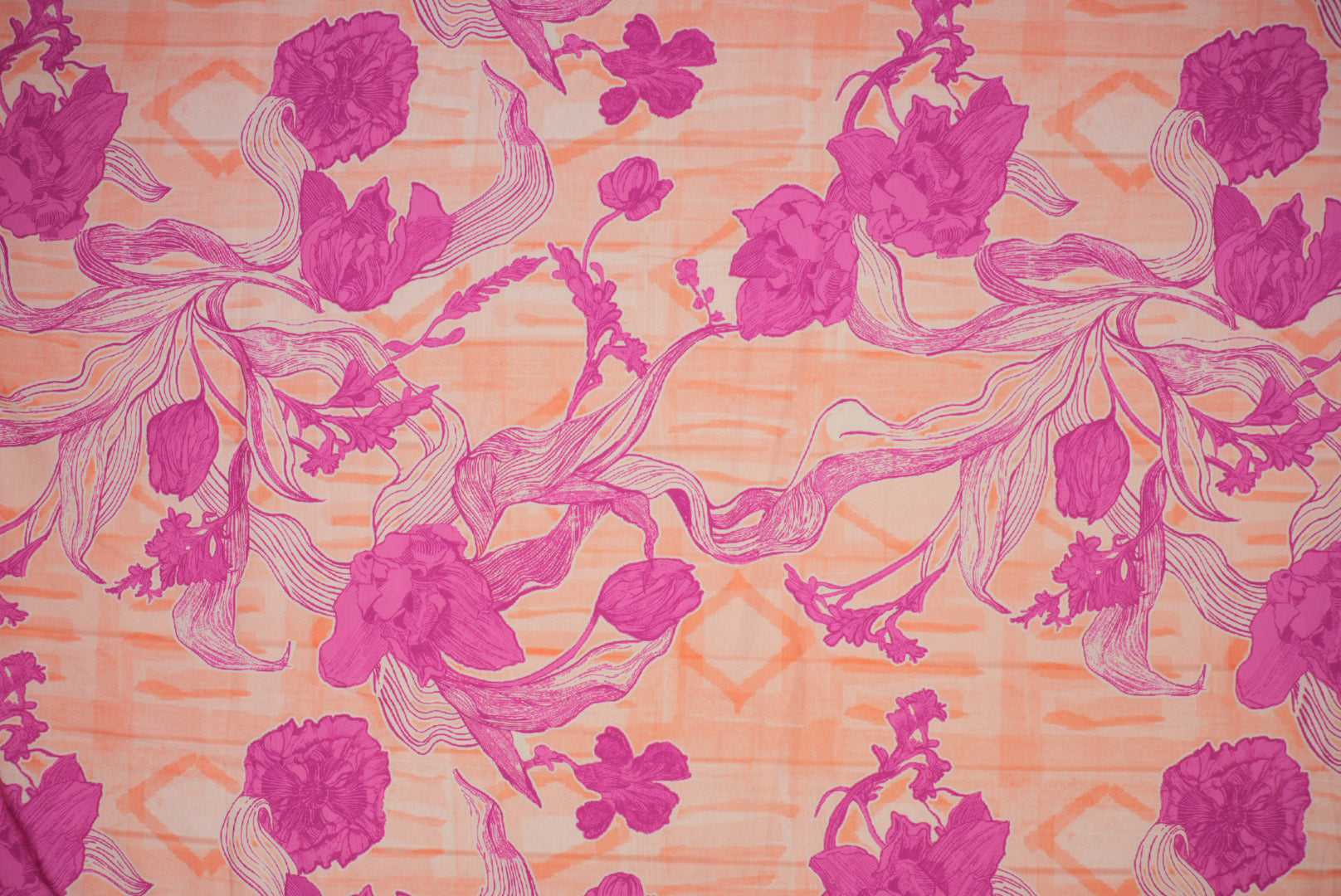 Rust Floral Digital Printed Rayon Fabric