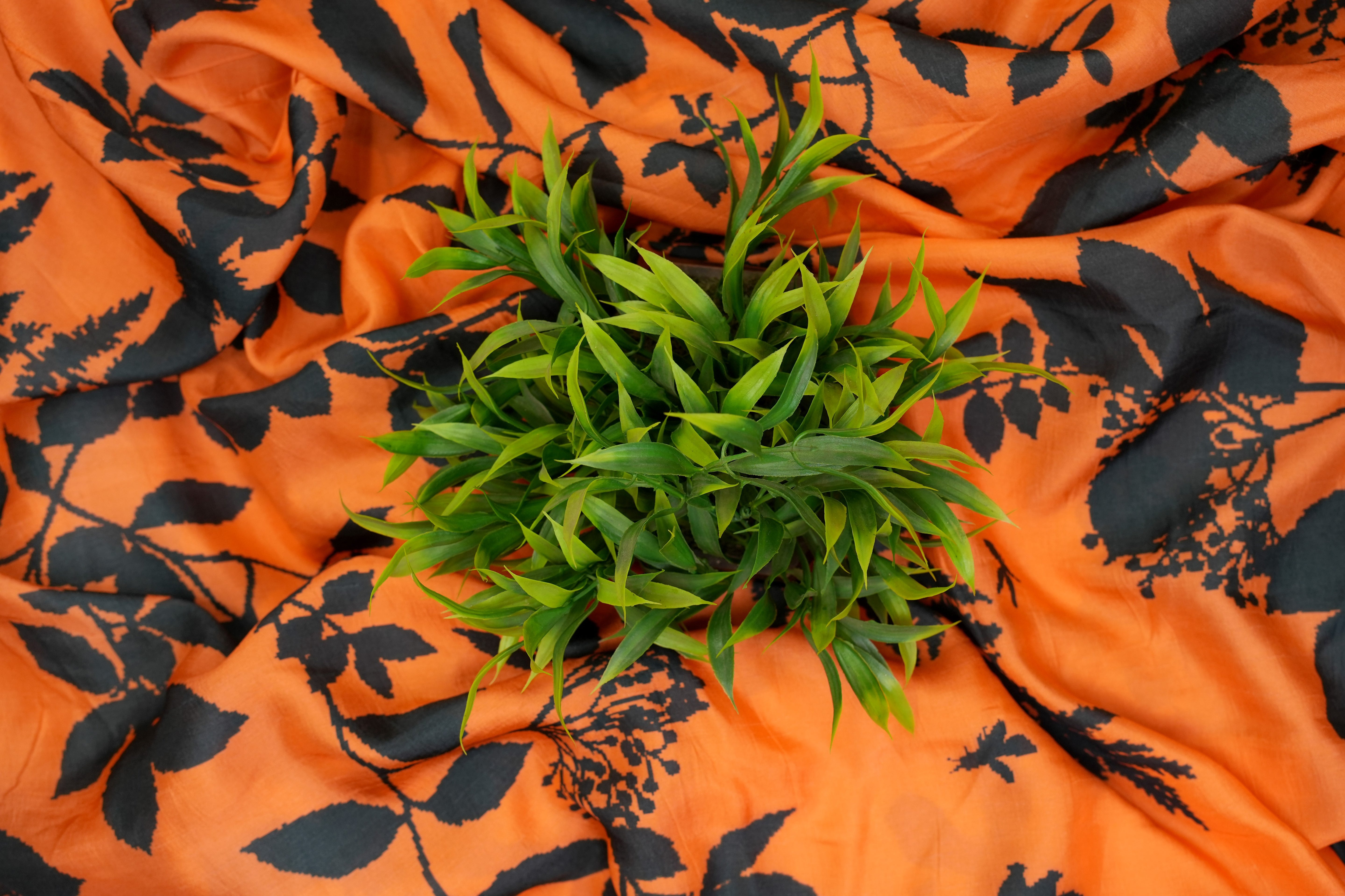 Light Orange Floral Digital Printed Rayon Fabric