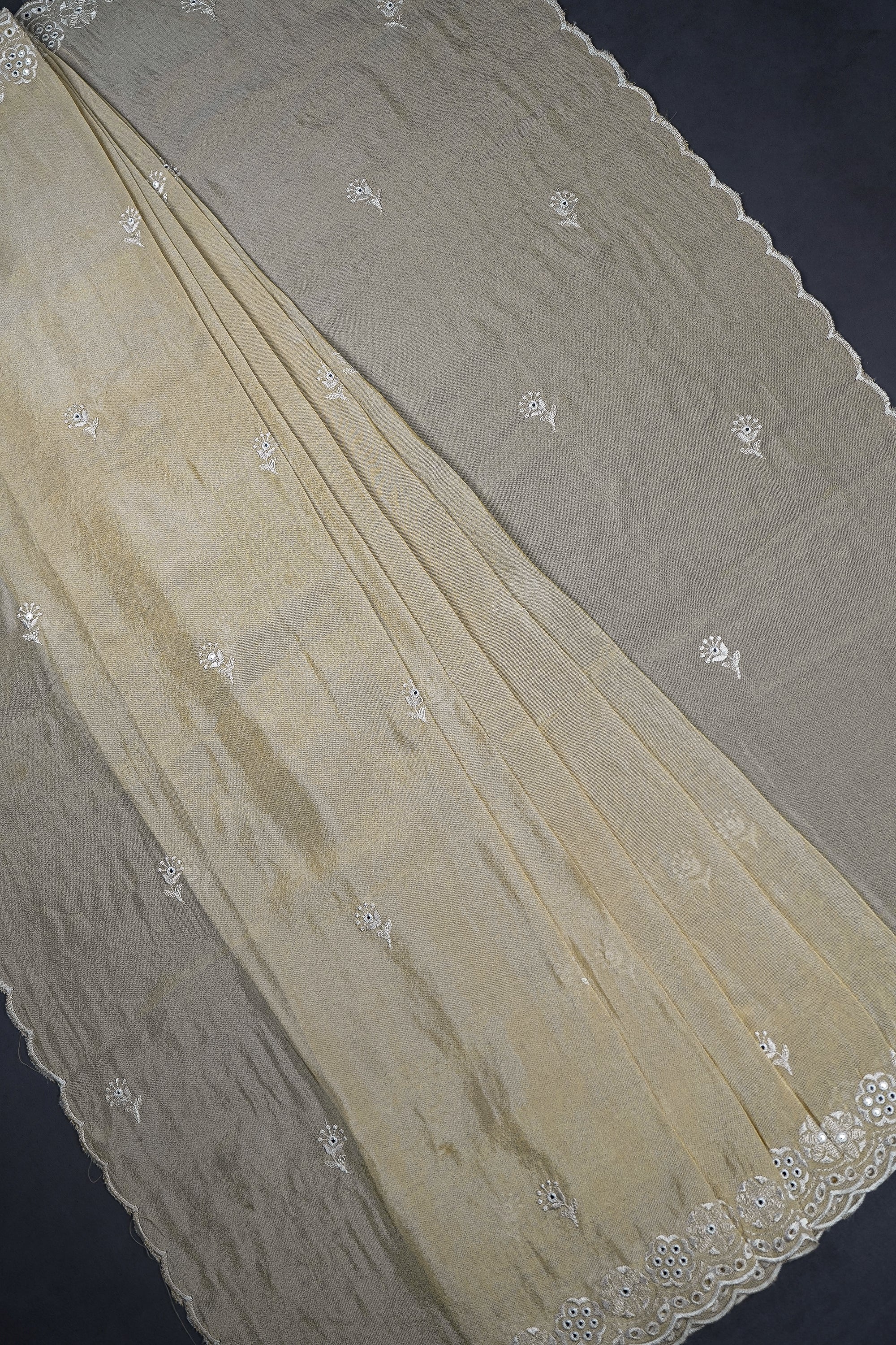 white-tissue-dupatta-with-all-over-thread-and-faux-mirror-work-with-scalloped-borders-9198-pleats-view