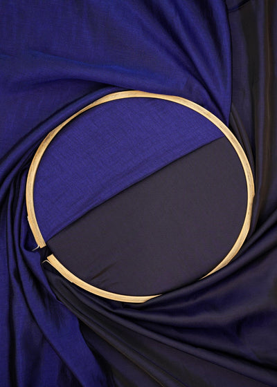 Dark Navy Blue Coloured Barfi Silk Fabric | 9248(13)