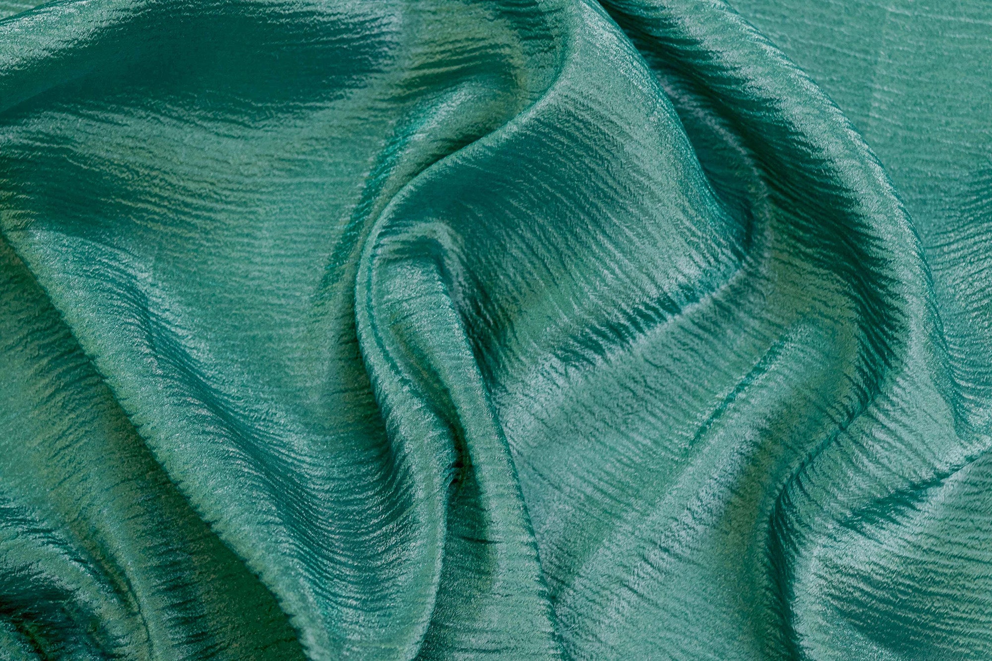 Rama green coloured crushed tissue organza fabric