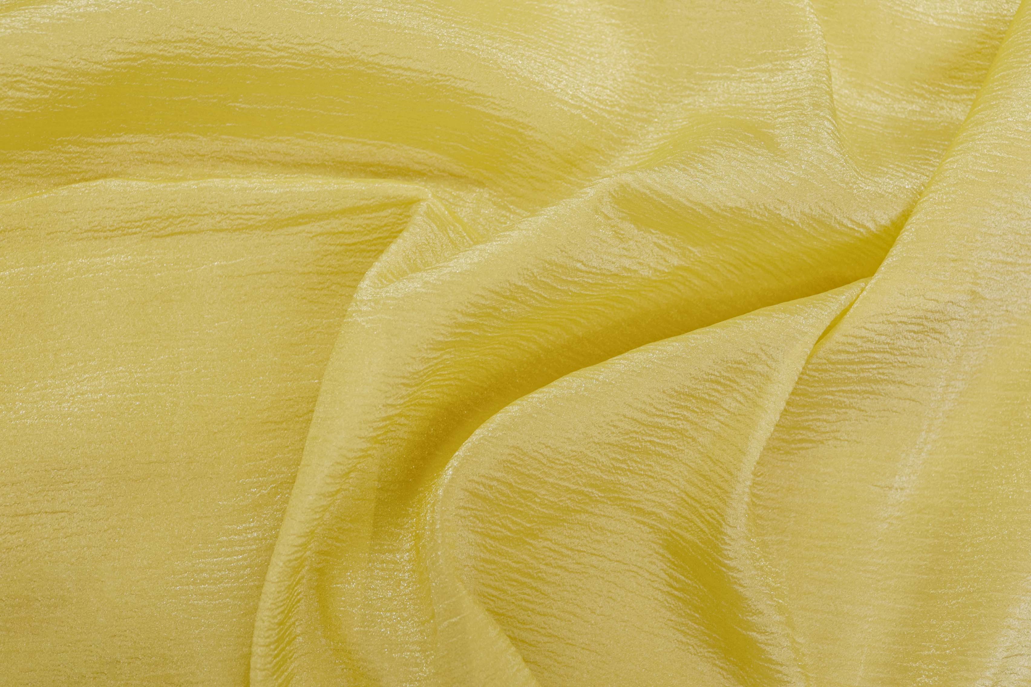 Lemon yellow coloured crushed tissue organza fabric