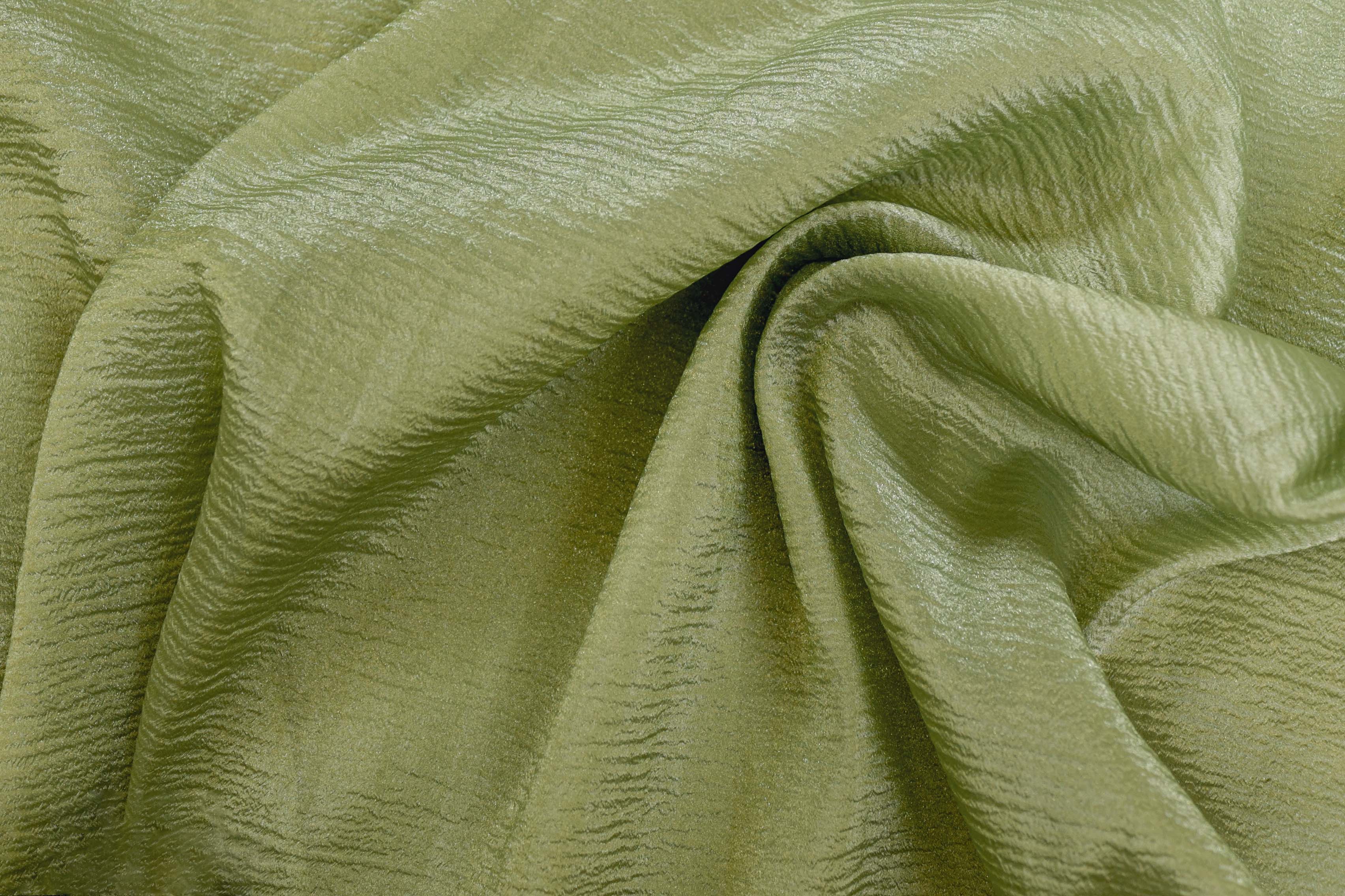 Mehendi green coloured crushed tissue organza fabric