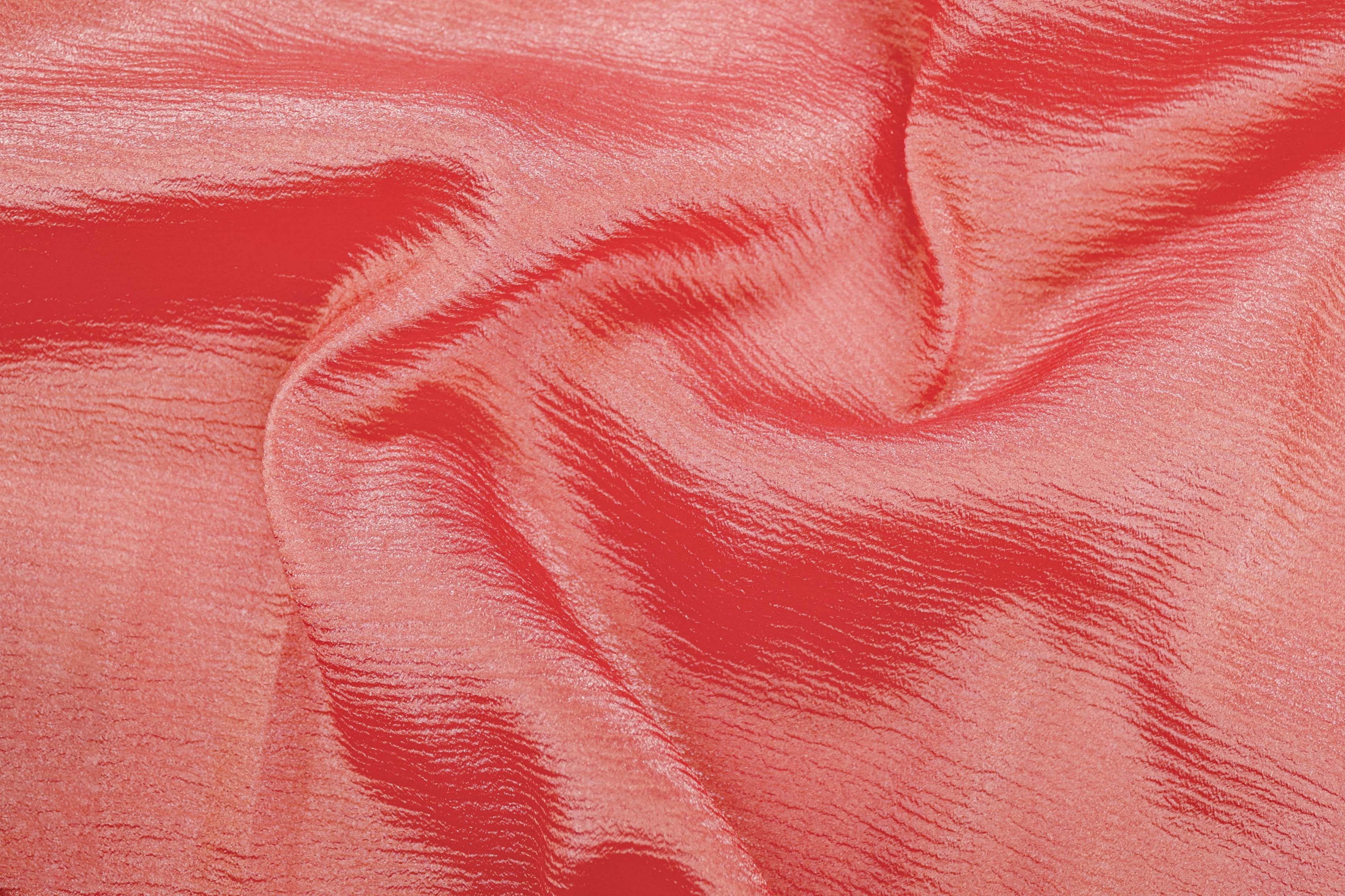 Medium Carmine coloured crushed tissue organza fabric