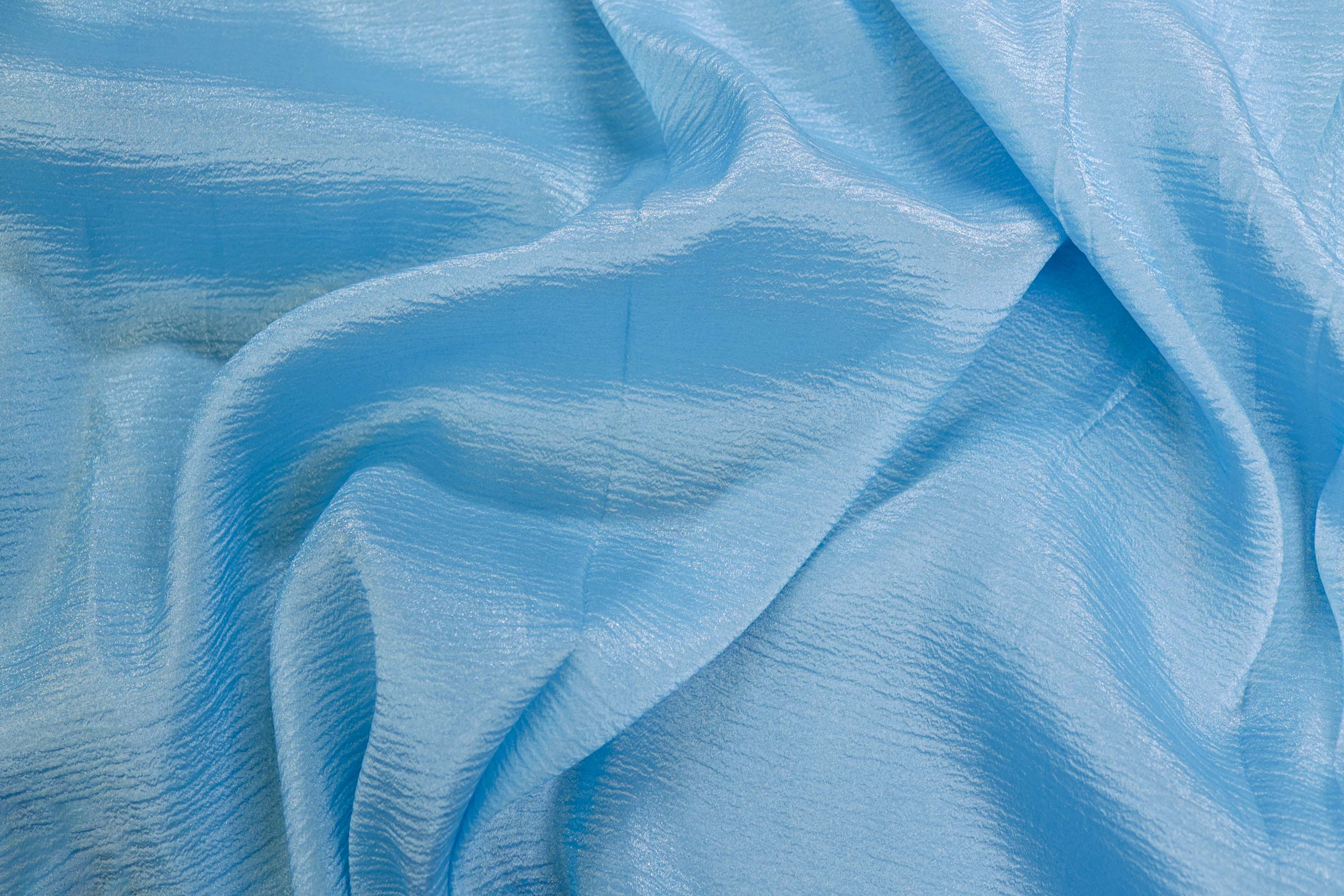 Sky blue coloured crushed tissue organza fabric