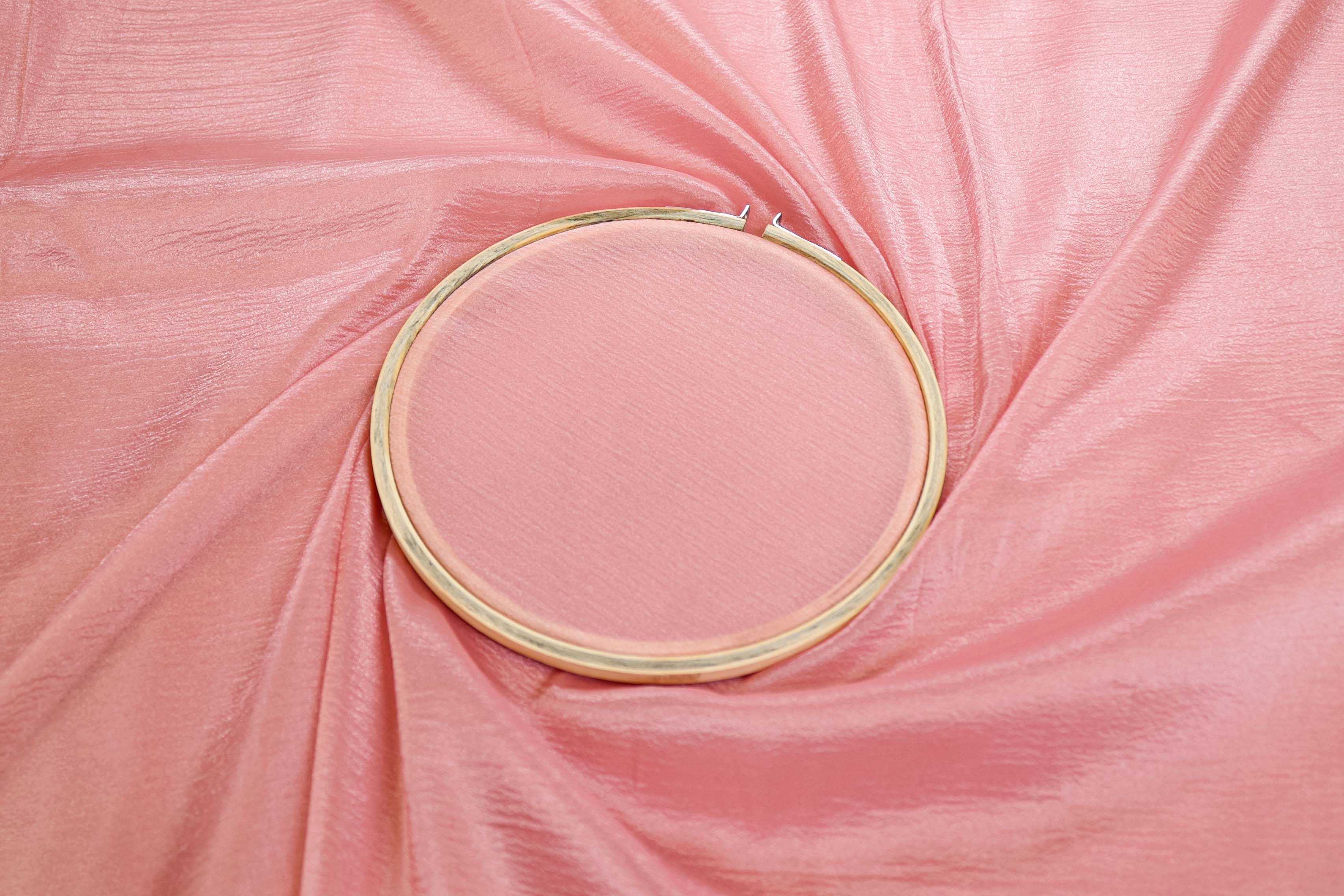 Baby pink coloured crushed tissue organza fabric