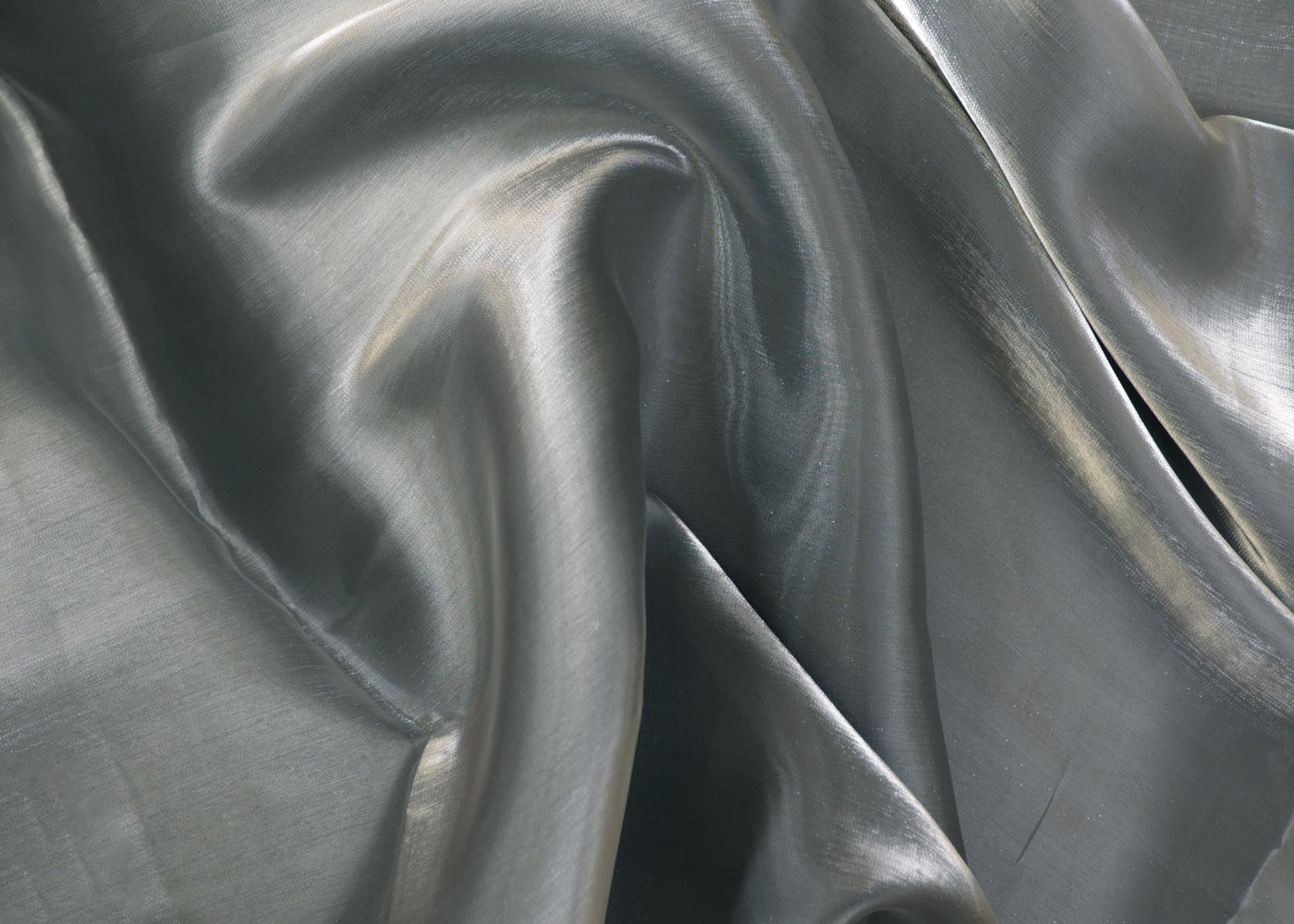 Grey coloured Organza Satin plain fabric