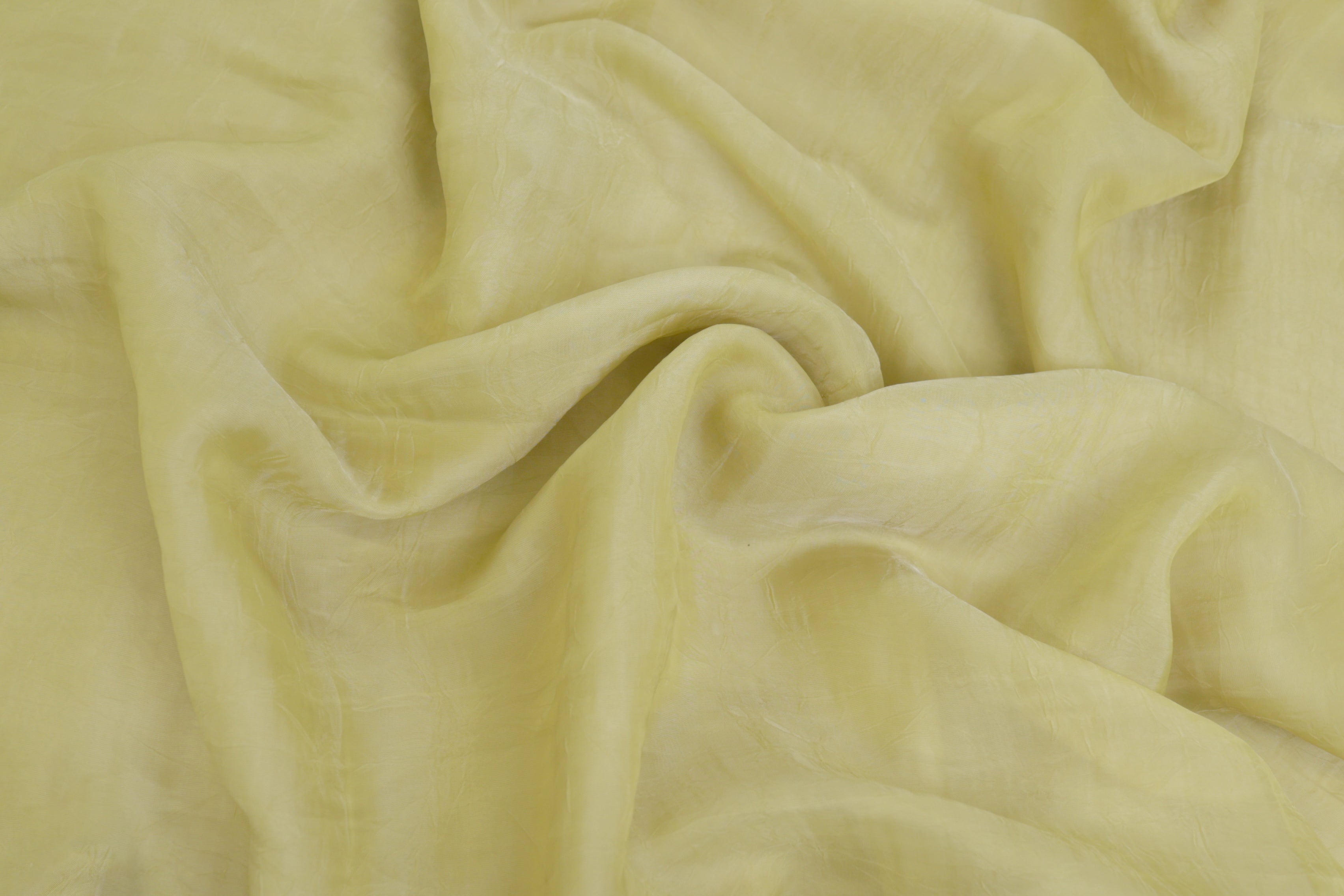 Lemon coloured silk crushed texture fabric