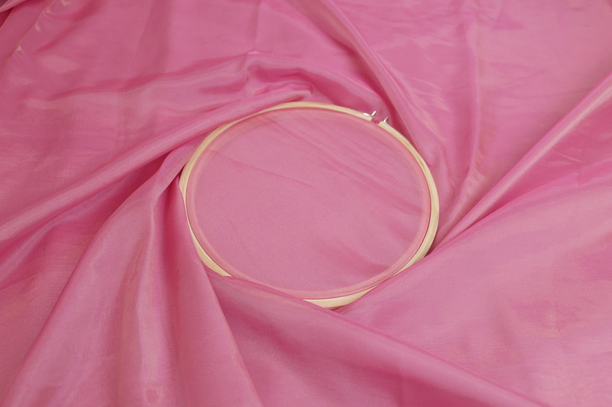 Light Pink coloured Soft tissue tissue fabric with gold shimmer