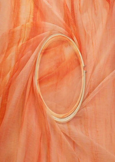 Light Orange Coloured Textured Chiffon Fabric 9278(5)