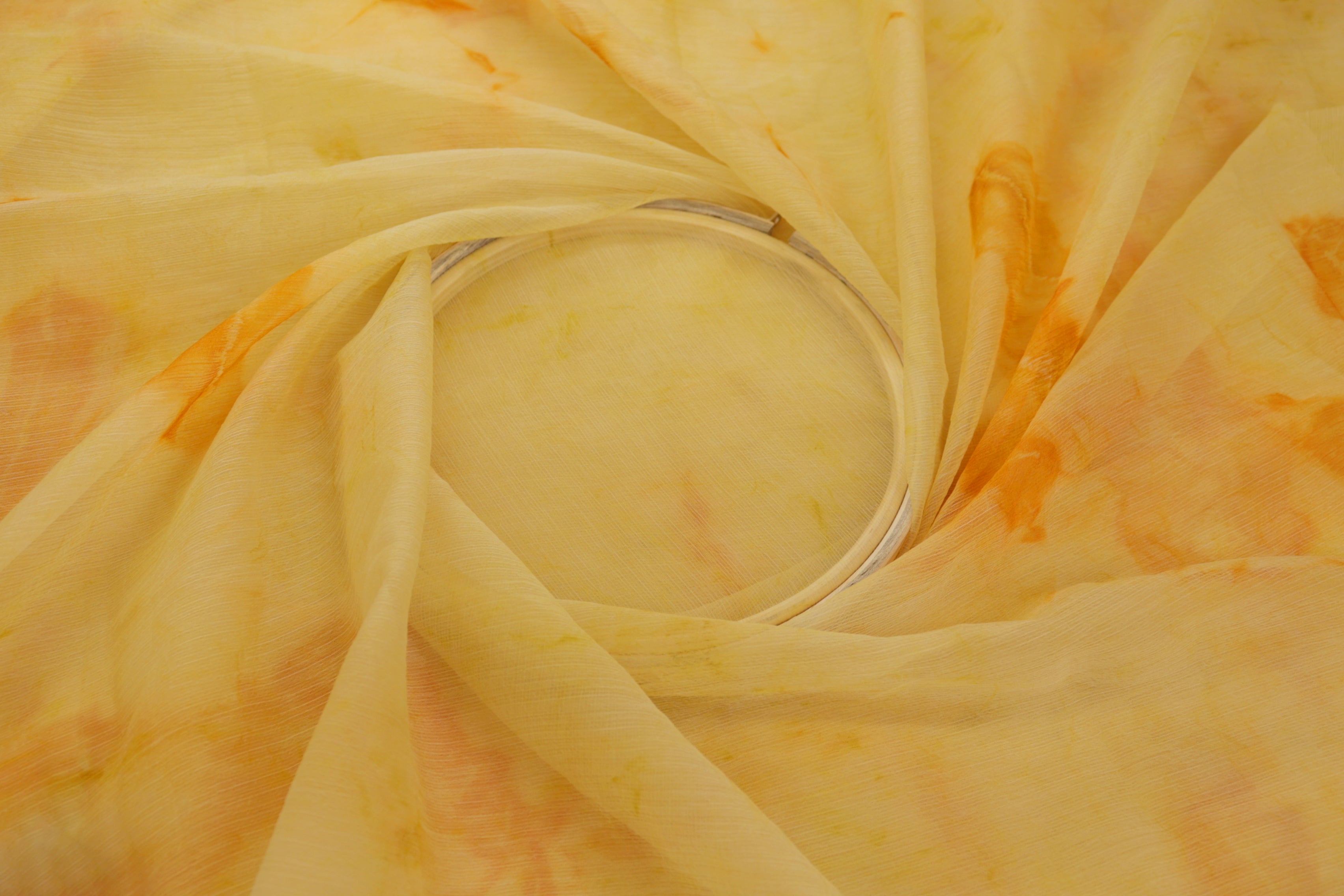 Lemon Coloured textured chiffon fabric