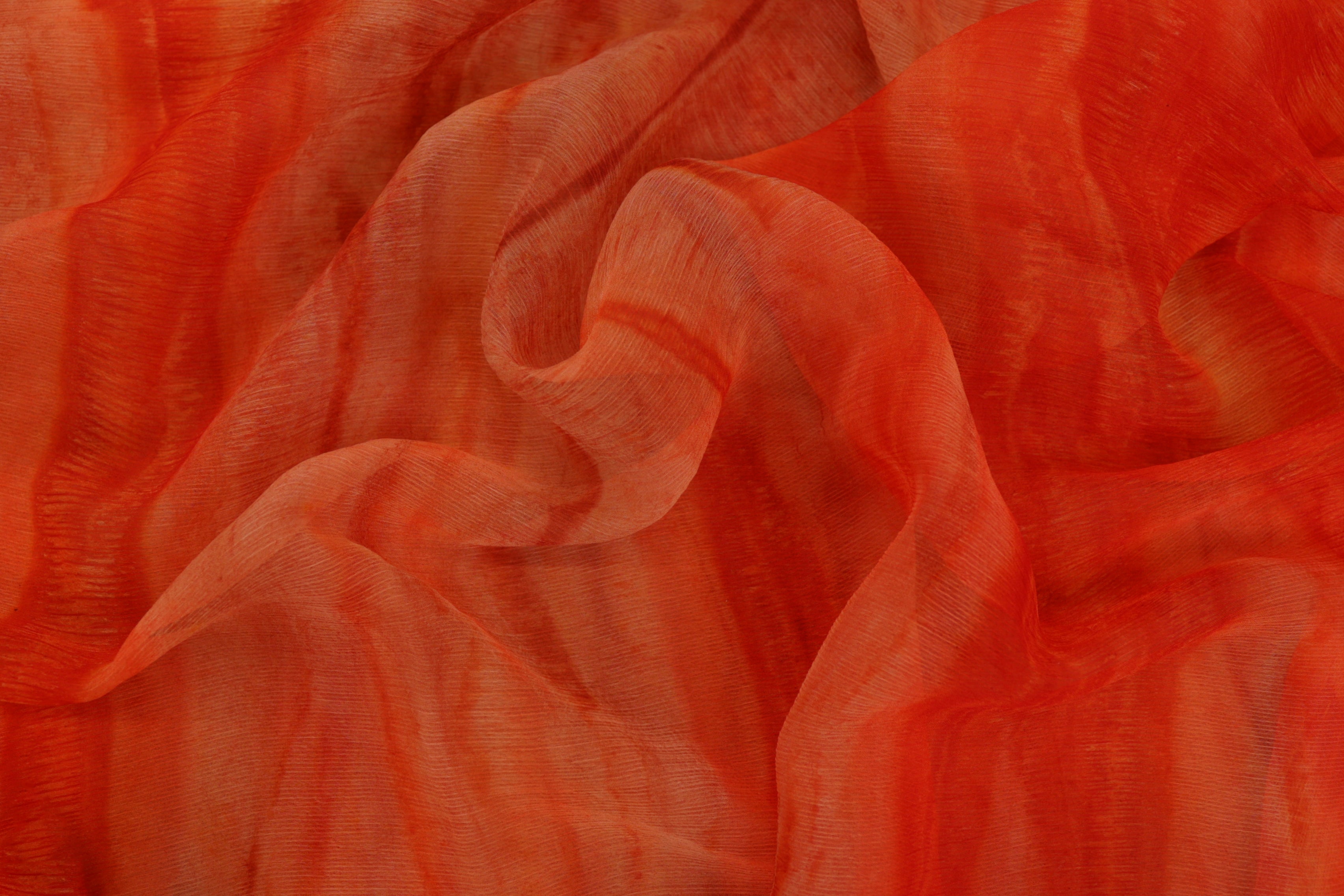 Dark orange Coloured textured chiffon fabric