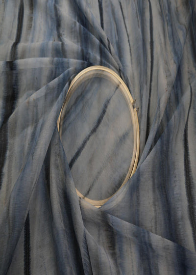 Greyish Blue Coloured Textured Chiffon Fabric 9278(9)