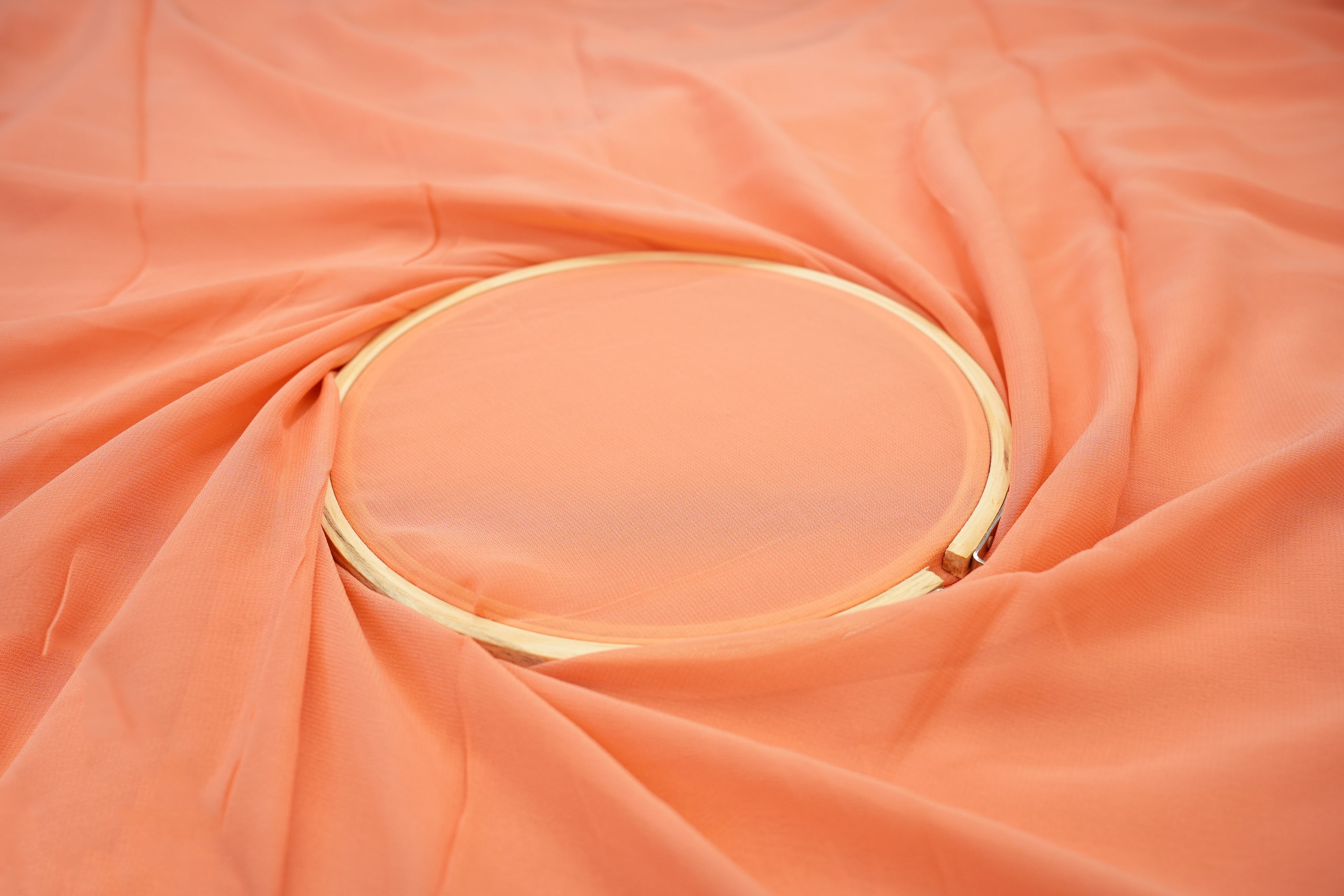 Peach plain georgette fabric