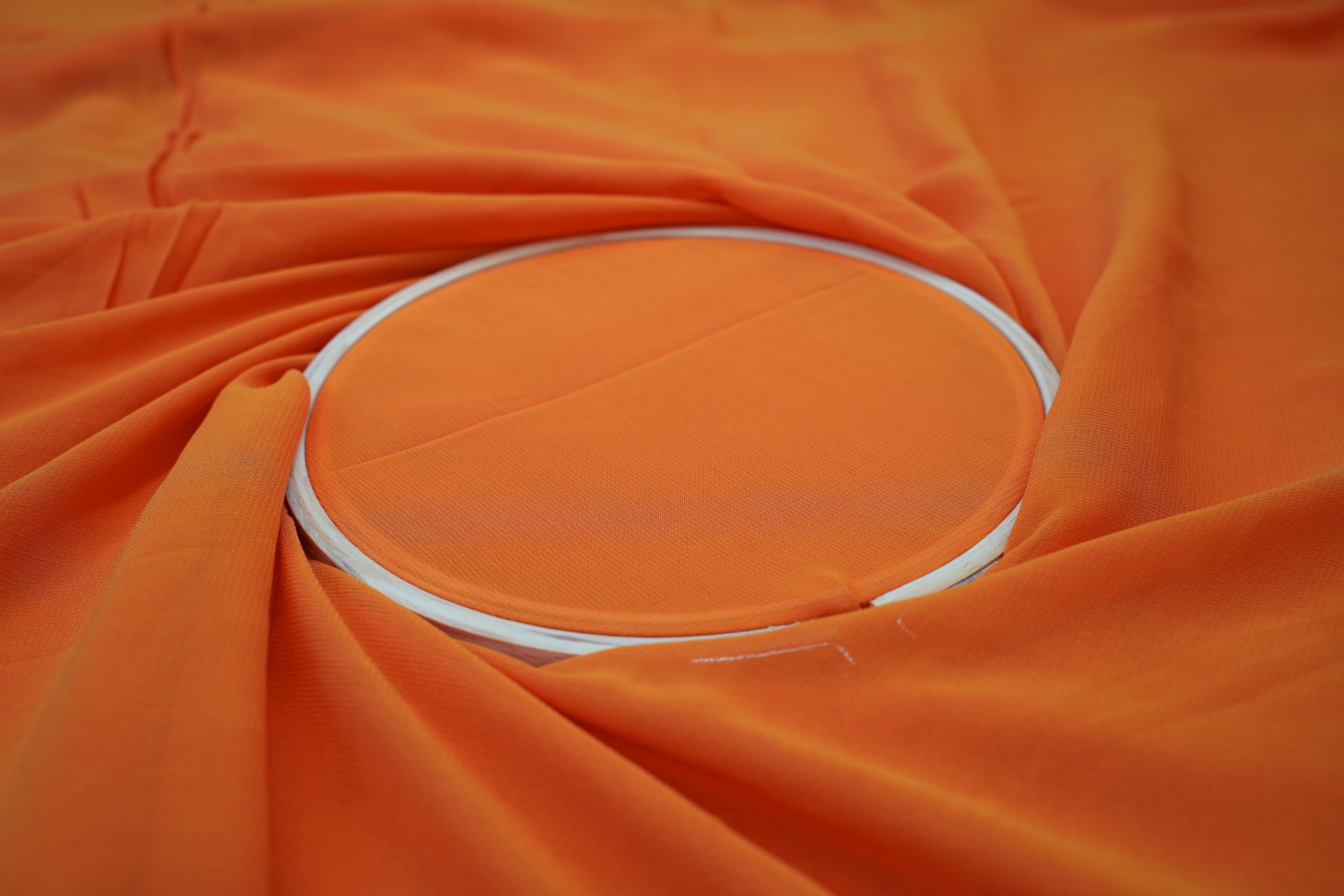 Orange plain georgette fabric