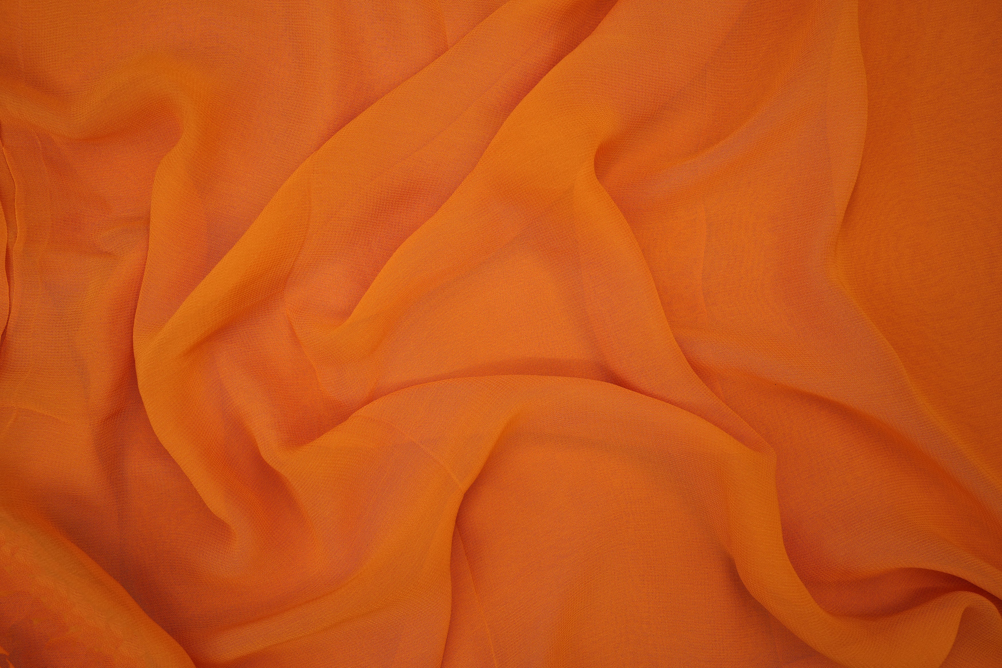 Orange plain georgette fabric