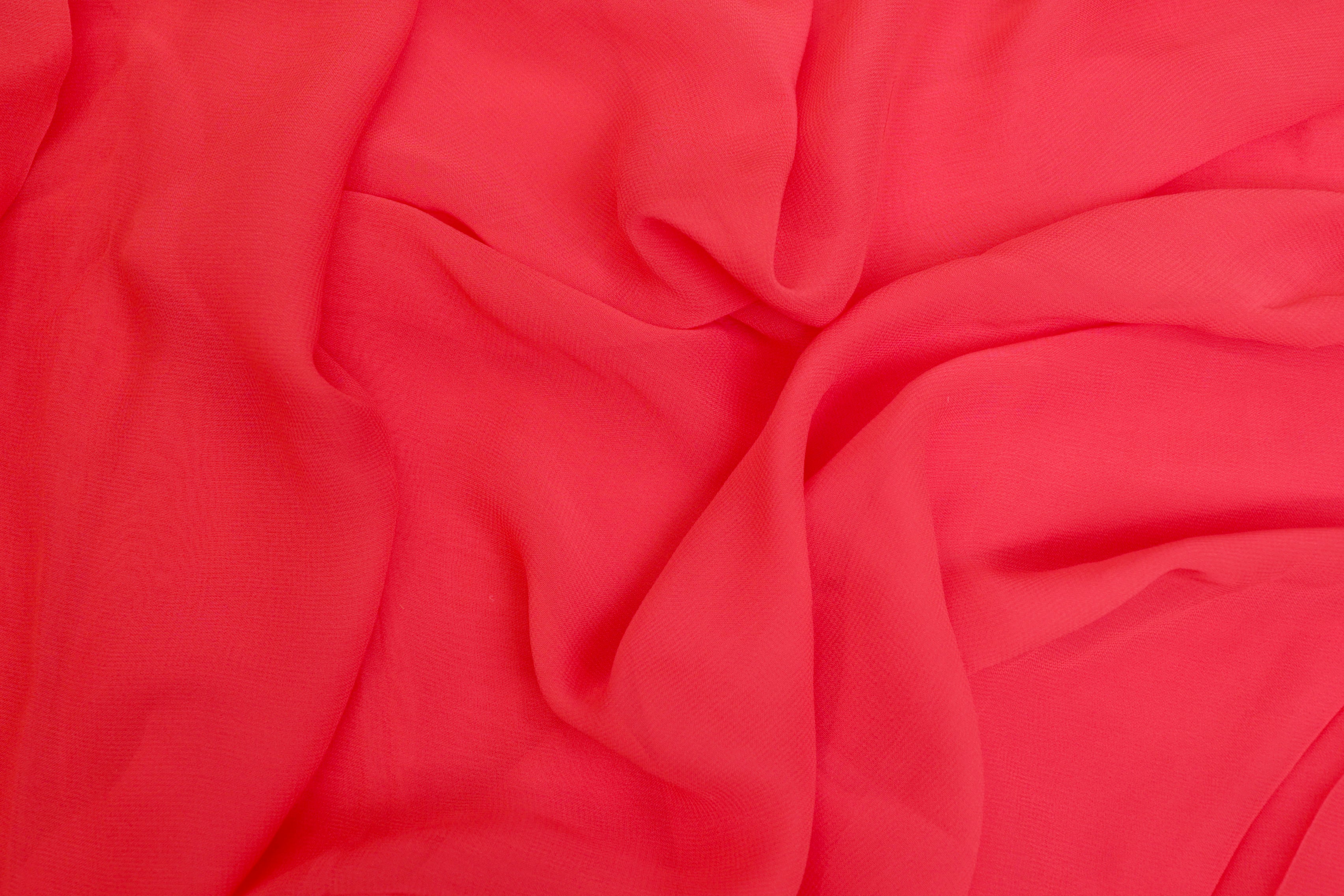 Fluorescent red plain georgette fabric