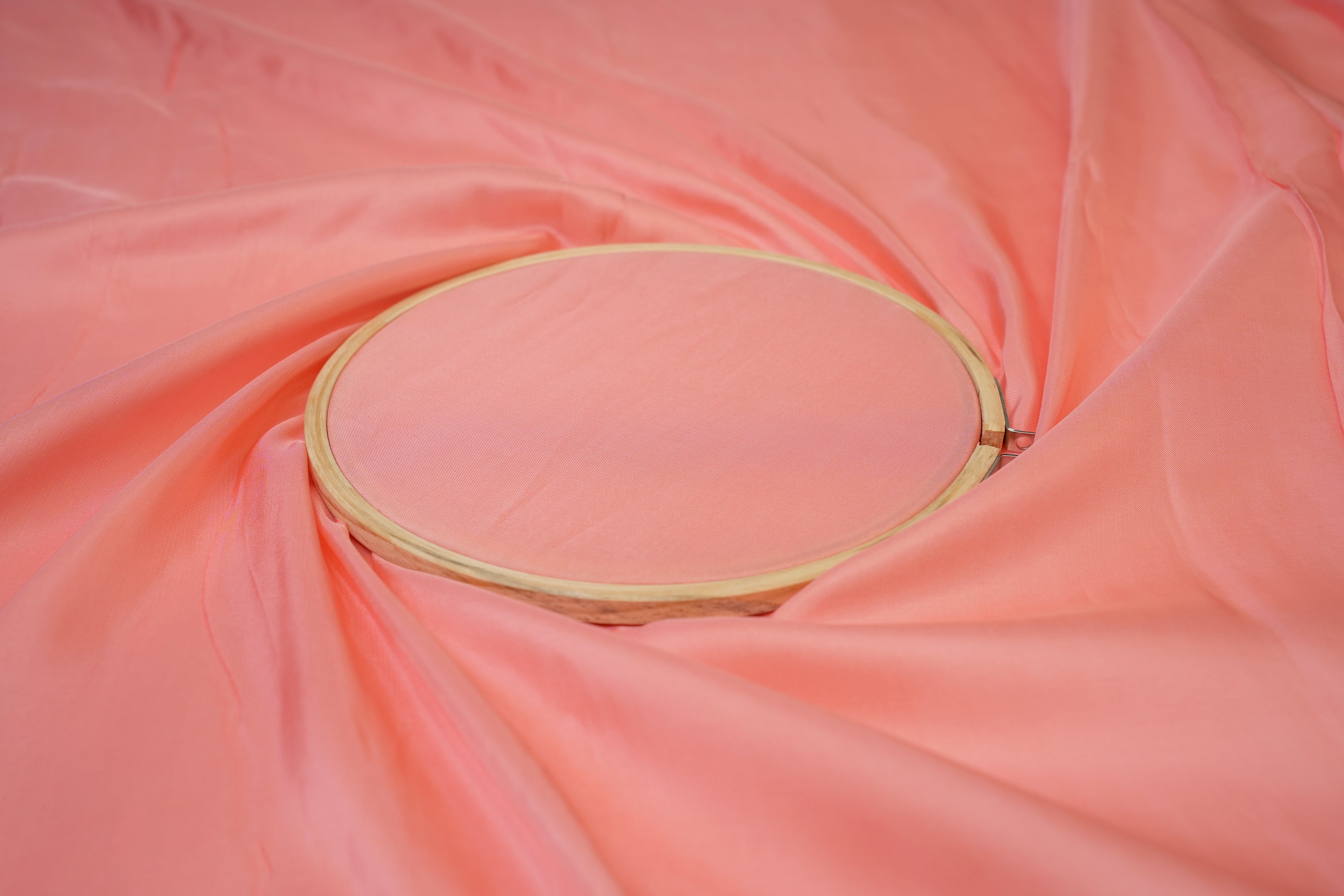 Peach pink coloured upada silk fabric