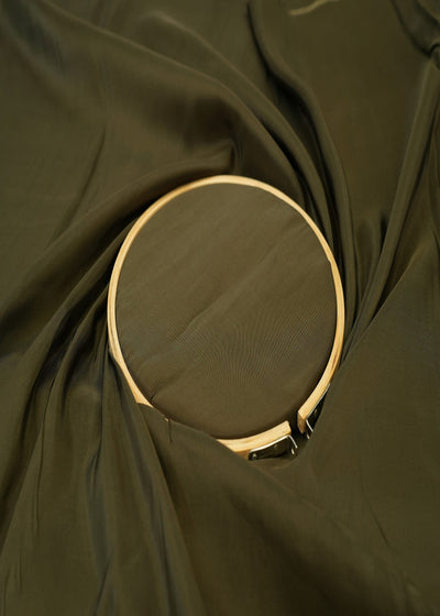 Army Green Coloured Upada Silk Fabric 9316(30)