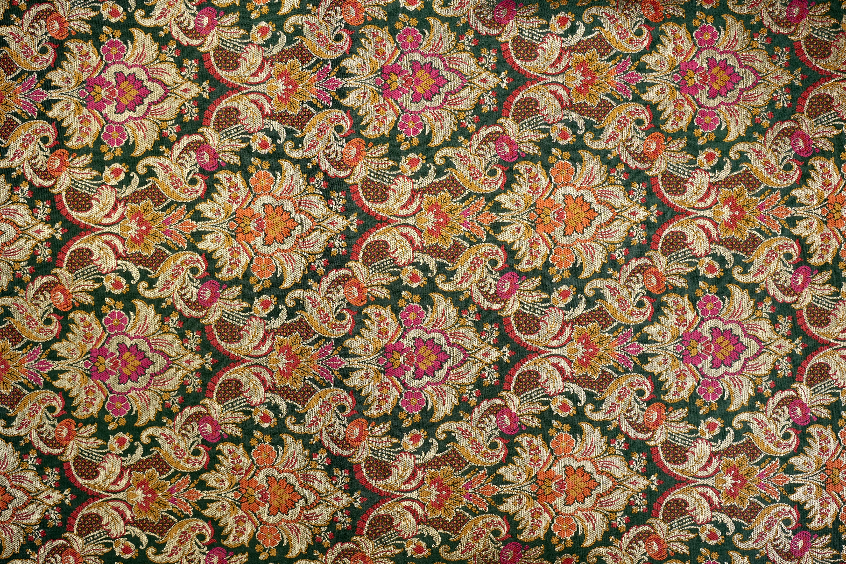 Bottle green  colour banarasi brocade fabric with beautiful traditional pattern