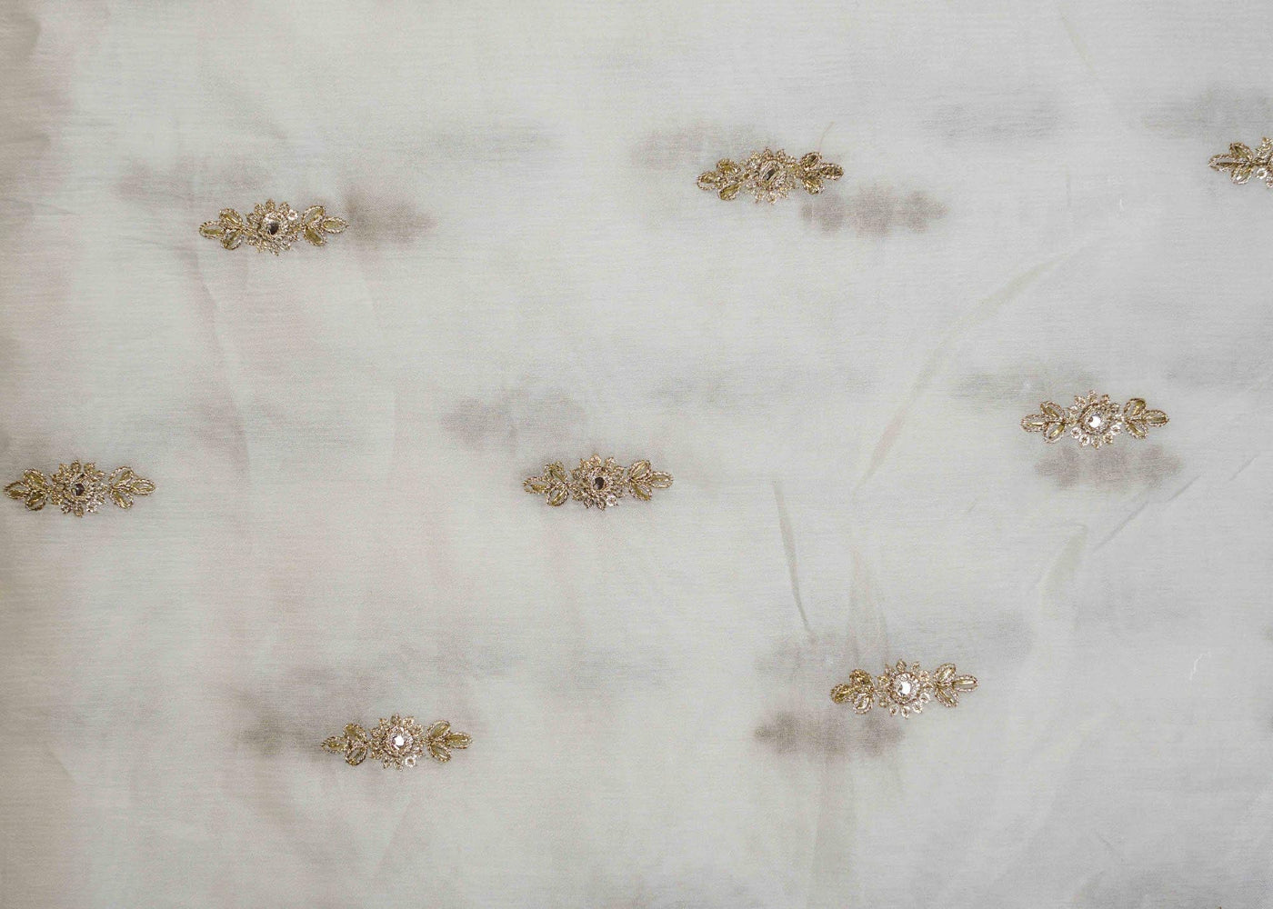 White Chinon Chiffon with Zari, Gotta Patti, and Faux Mirror Glam