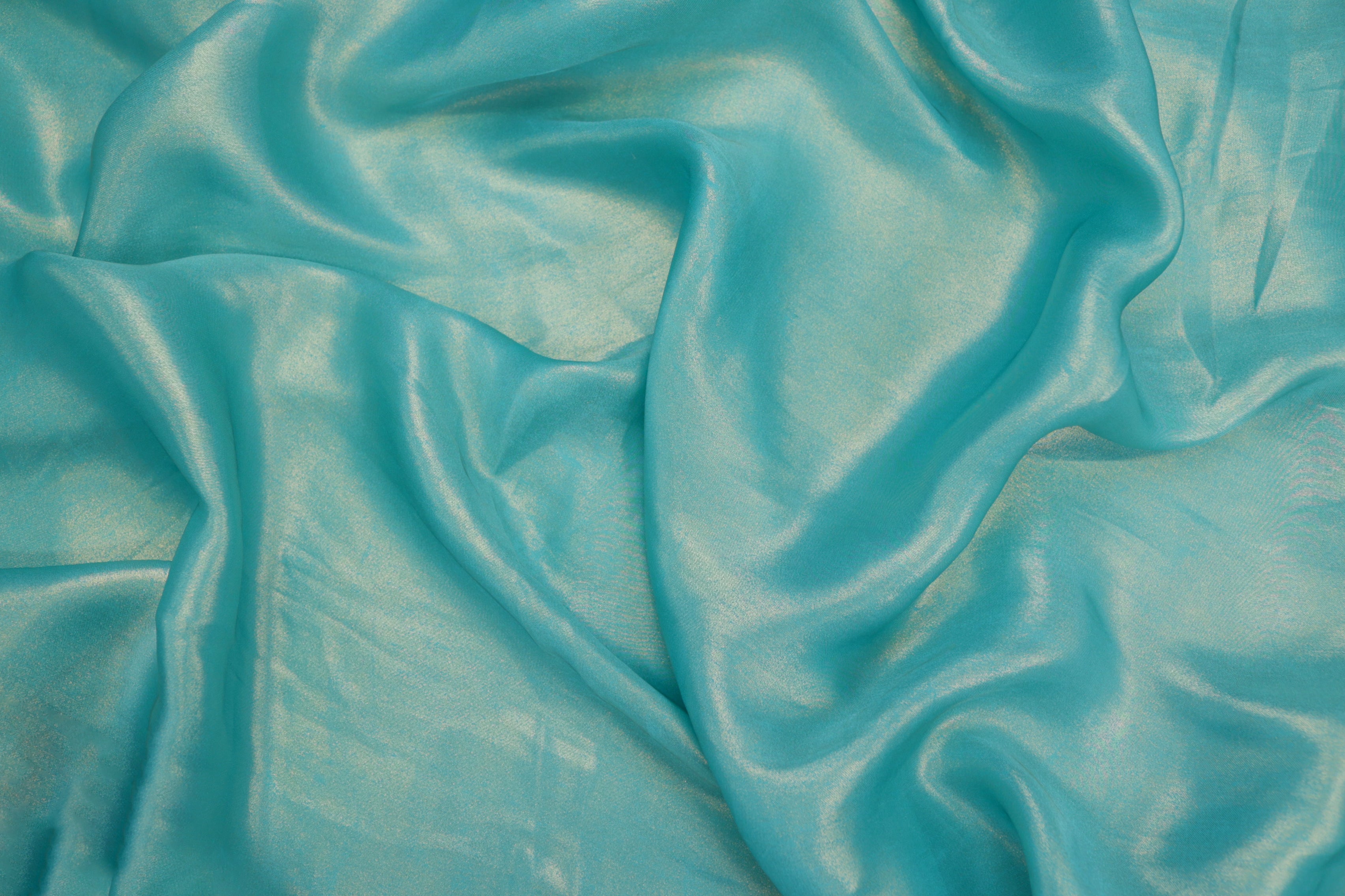 Cyan coloured shimmer georgette