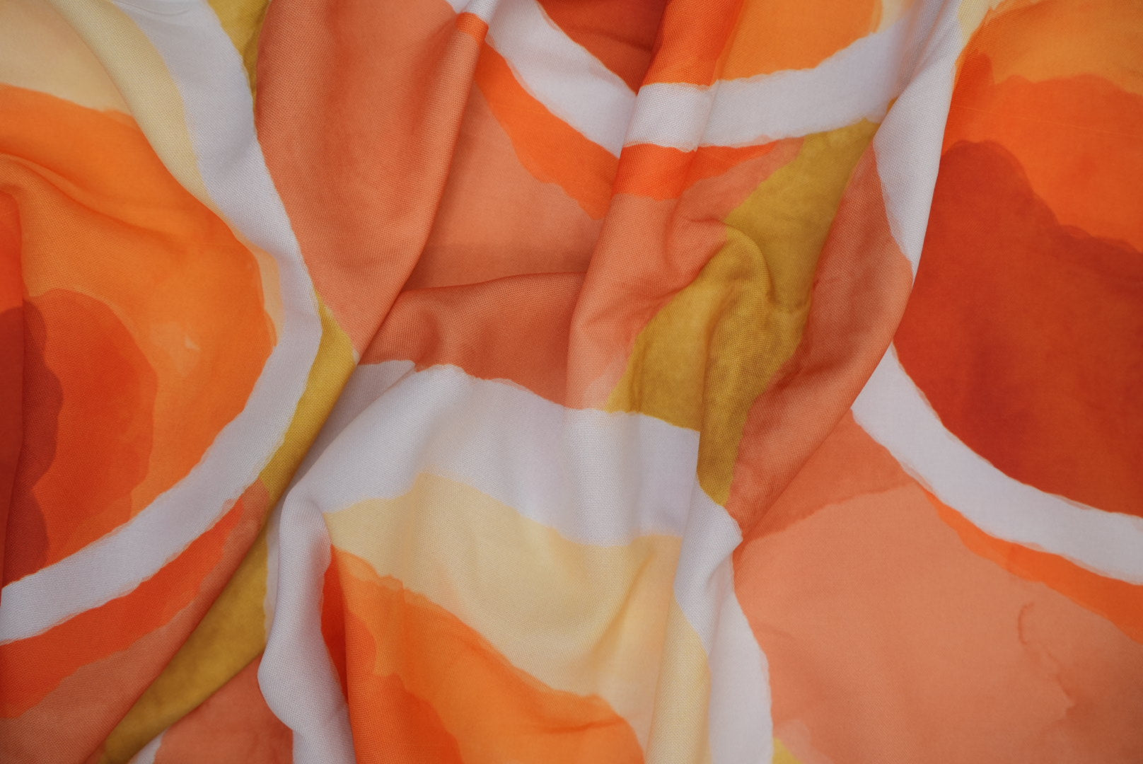 Orange Abstract Digital Printed Rayon