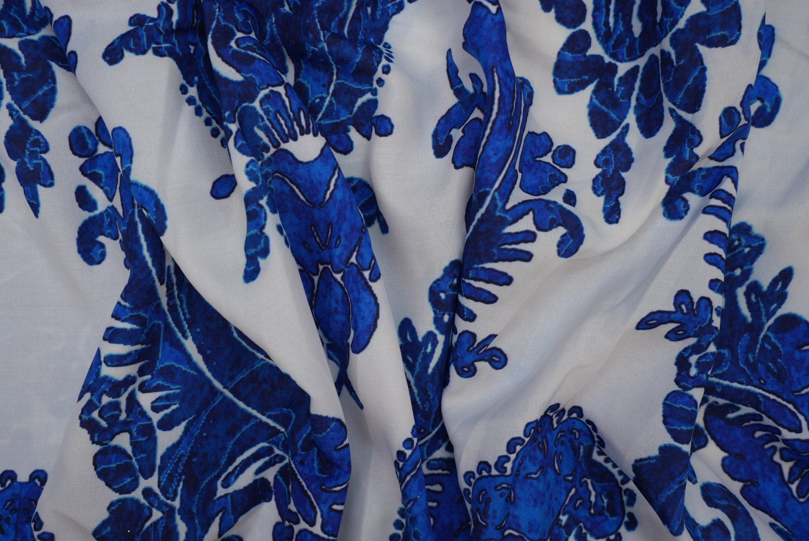 Blue Abstract Pattern Rayon Fabric