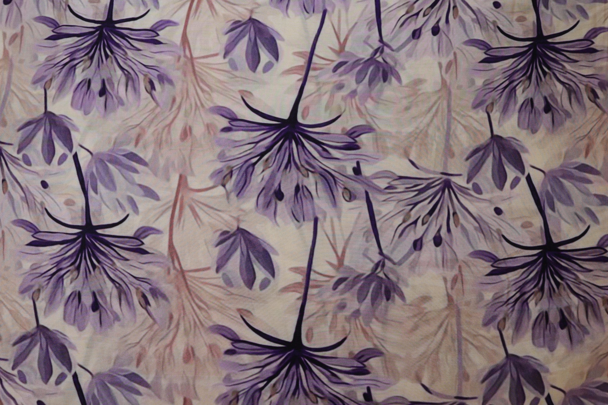 Purple Floral Digital Printed Muslin Fabric