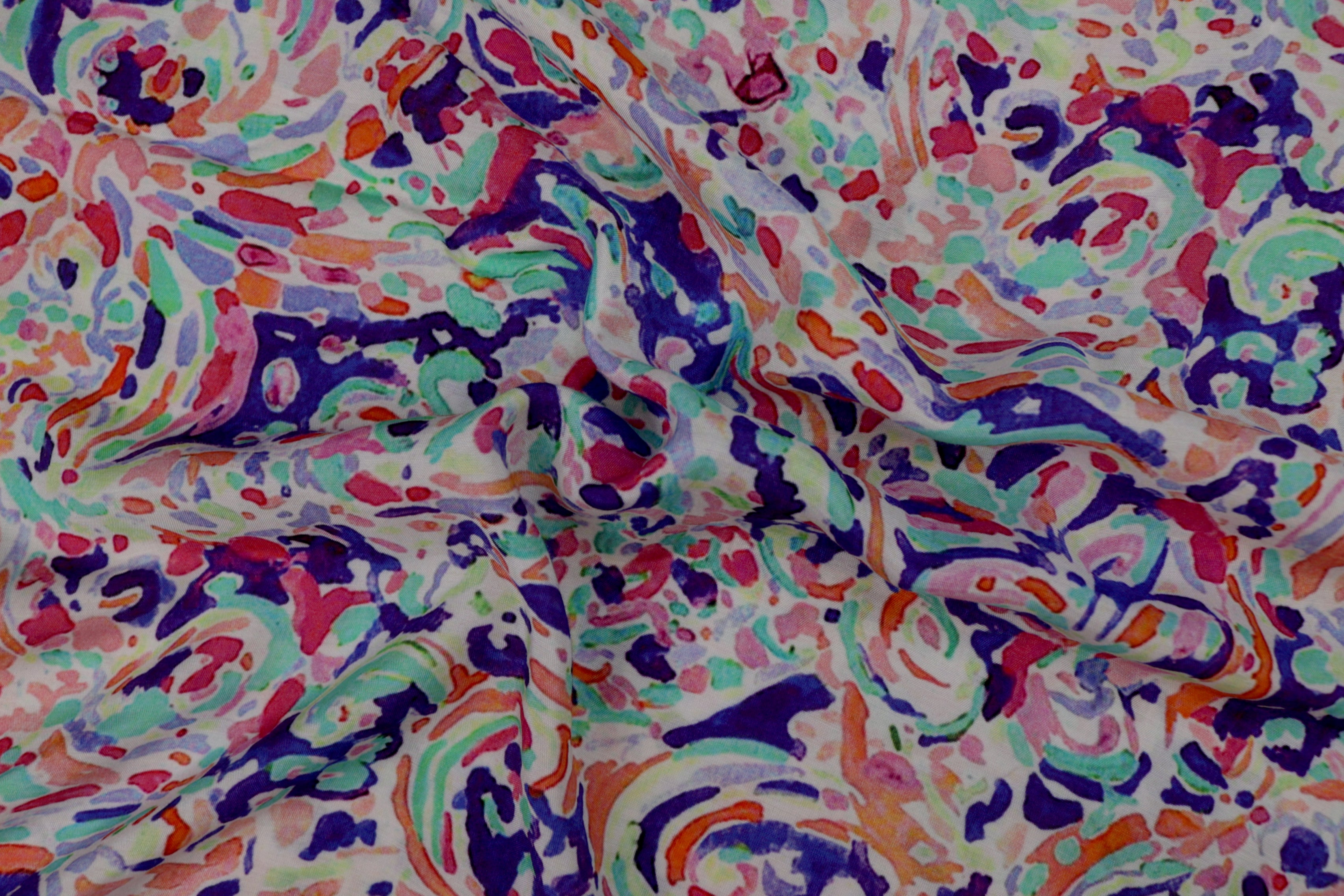 Multi Colour Abstract Digital Printed Muslin