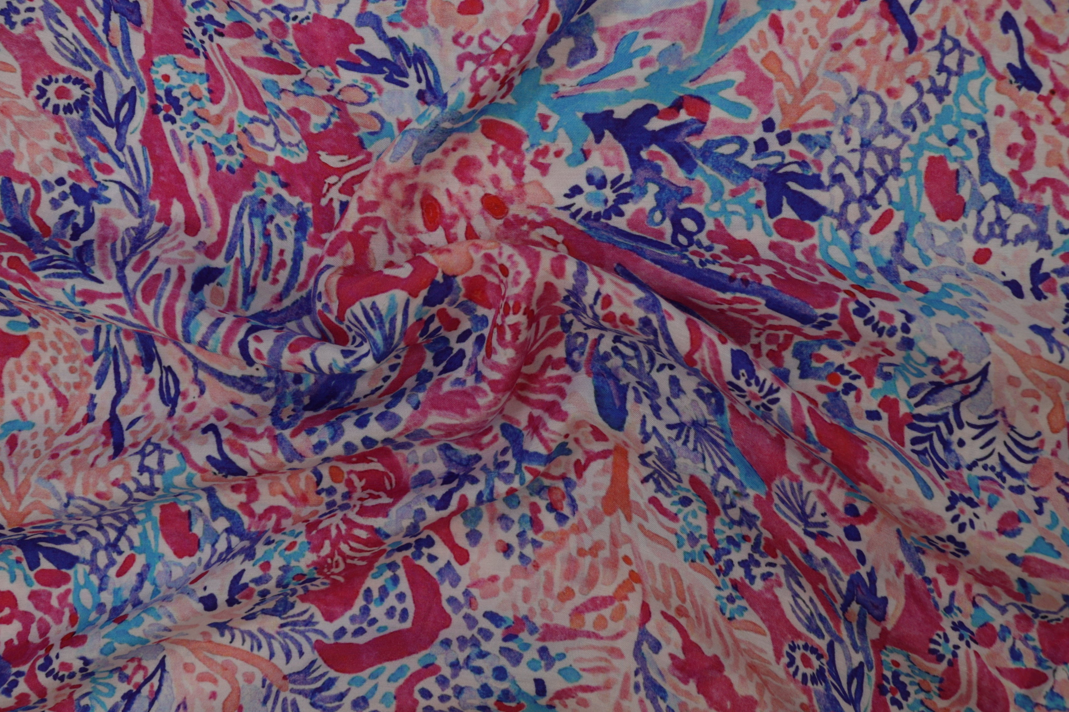 Multi Colour Abstract Digital Printed Muslin