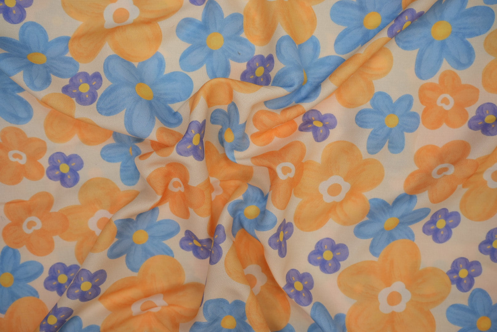 Yellow Floral Digital Printed Rayon