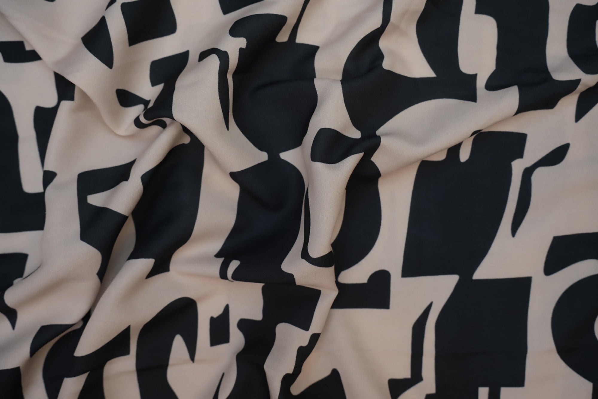 Black And White Abstract Digital Printed Rayon