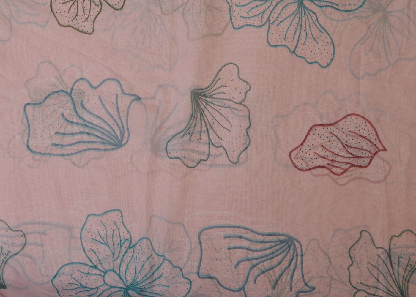Baby Pink Organza with Floral Embroidery & Elegant Cutwork Border