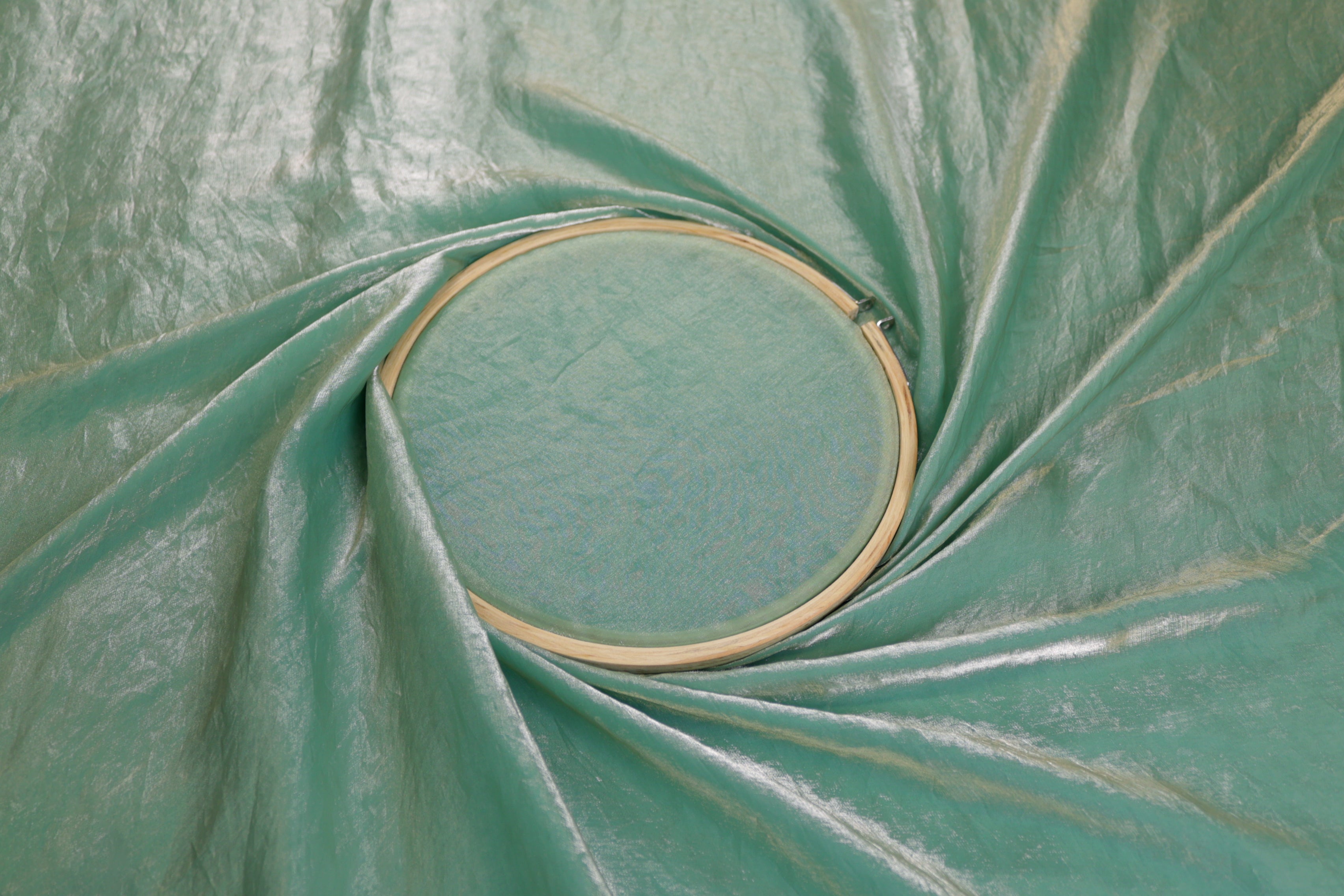 Mint green coloured diamond tissue fabric