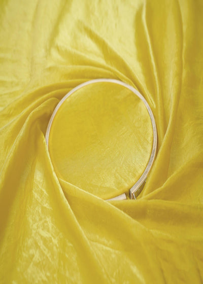 Lemon Yellow Coloured Diamond Tissue Fabric 9651(4)