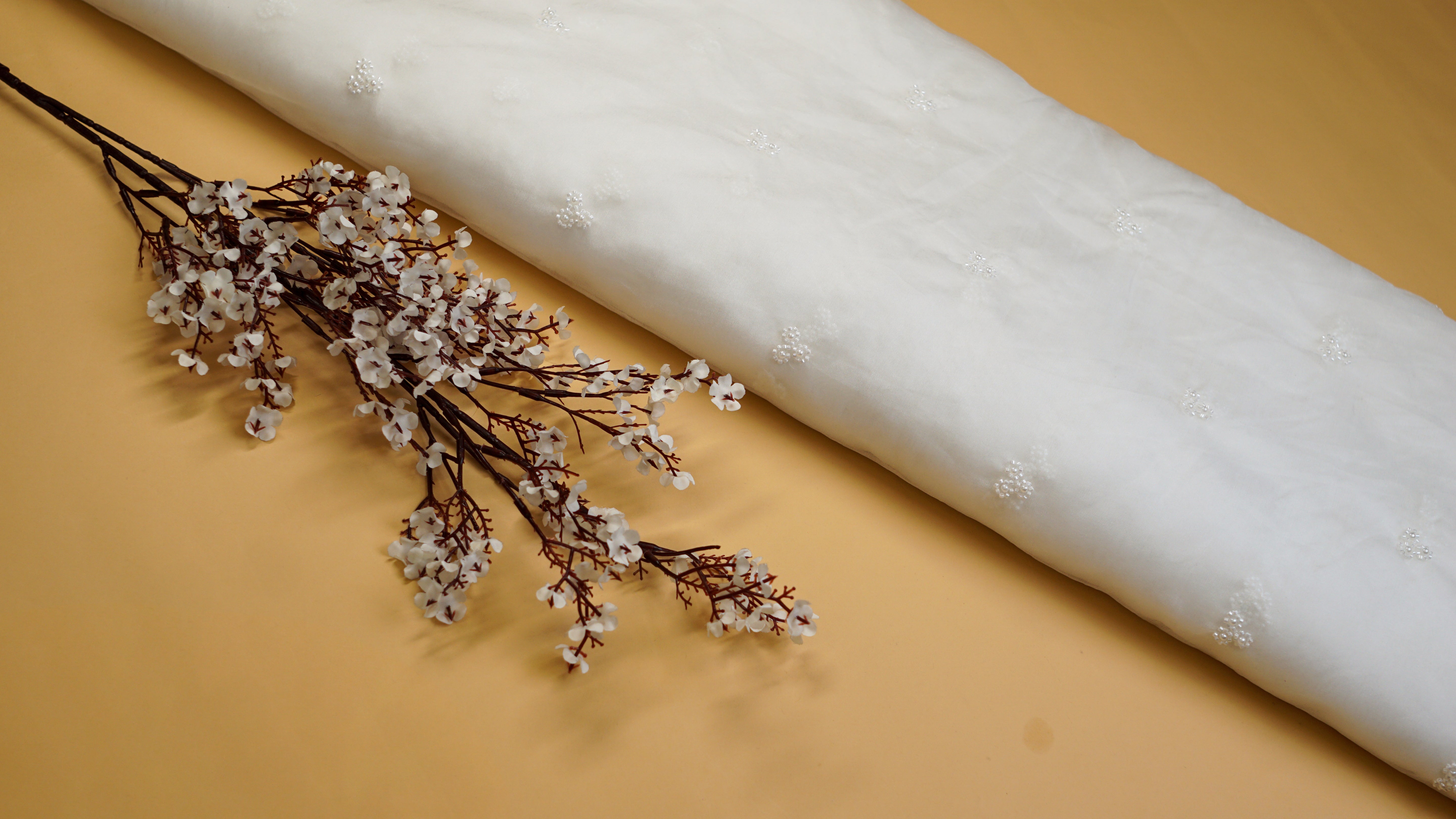 White Organza with  Katdana, and Bead Adornments