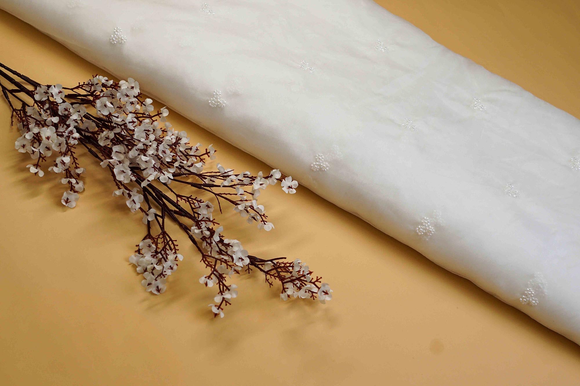 White Organza with  Katdana, and Bead Adornments