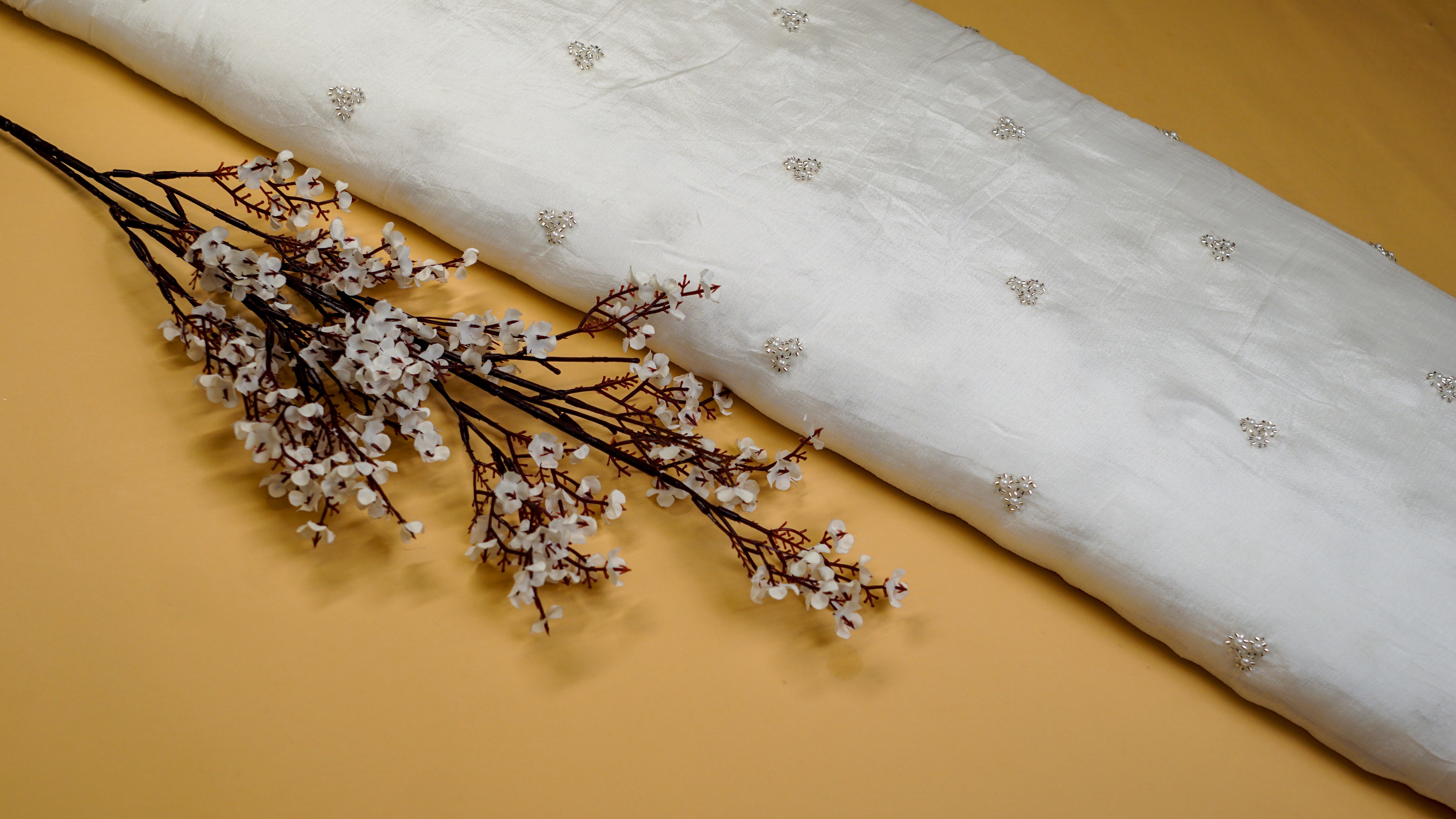 White Chinon Chiffon with Beads and Katdana Magic