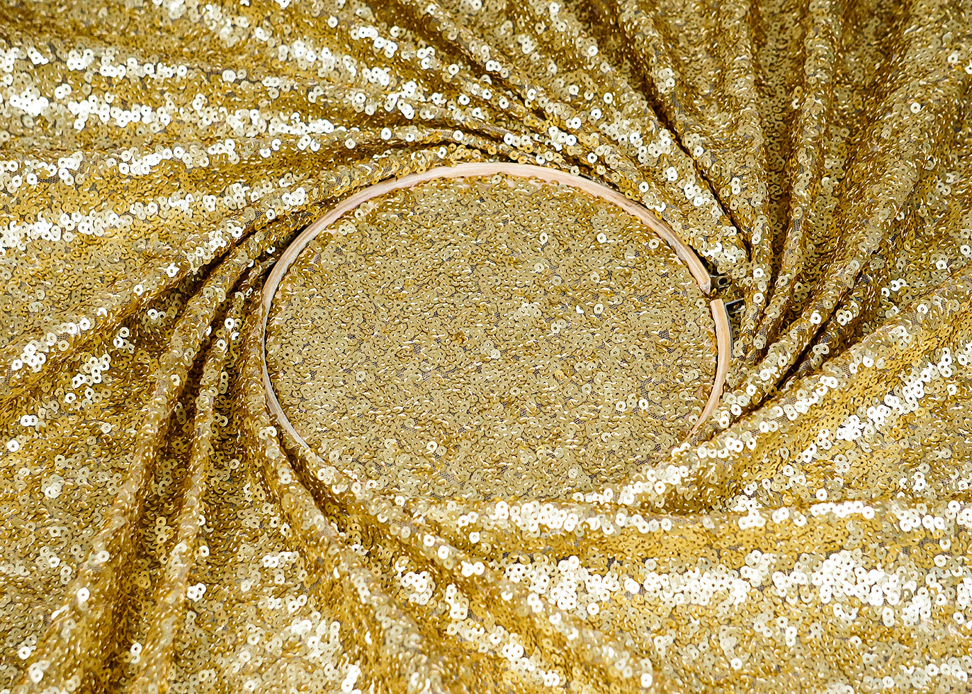 Golden Net Fabric With Allover Sequins Work 9861