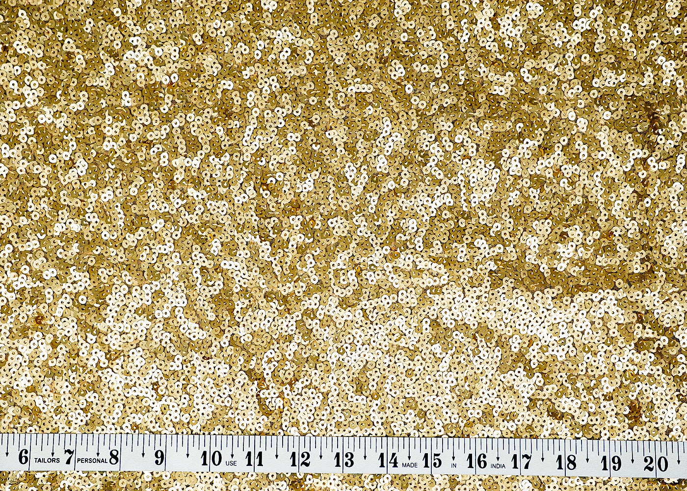 Golden Net Fabric With Allover Sequins Work 9861