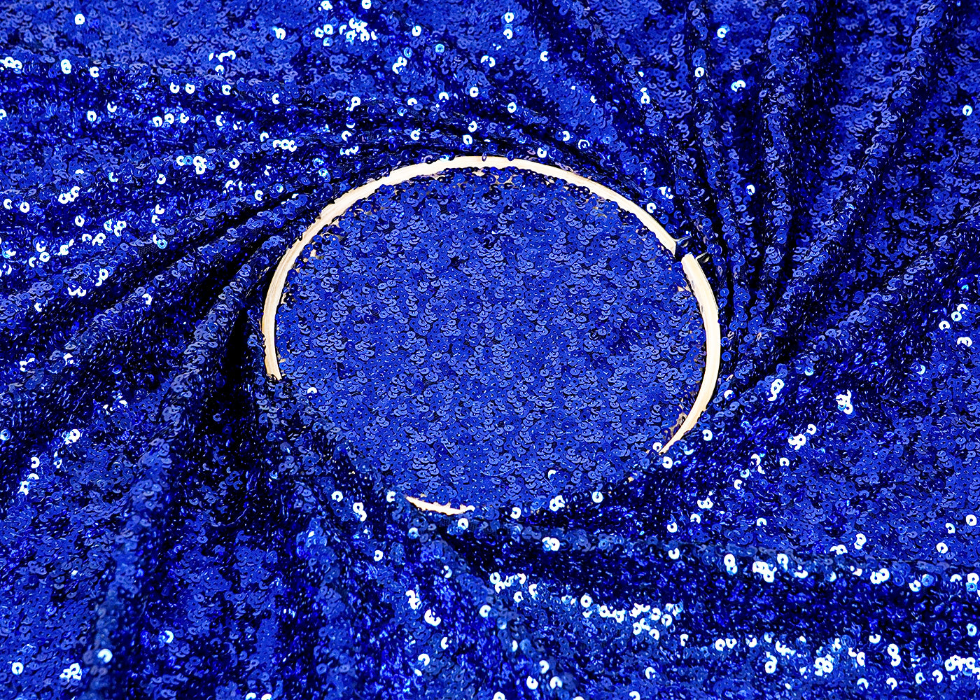 Navy Blue Net Fabric With Allover Sequins Work 9863