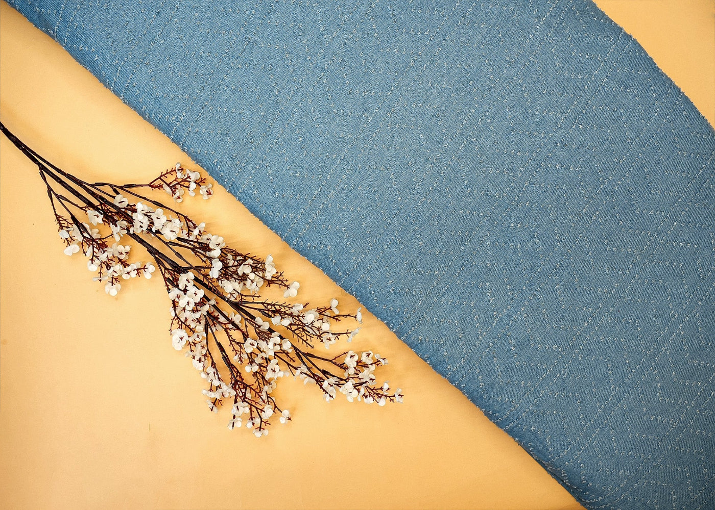 Sky Blue Denim with Stylish Geometric Dobby Detailing