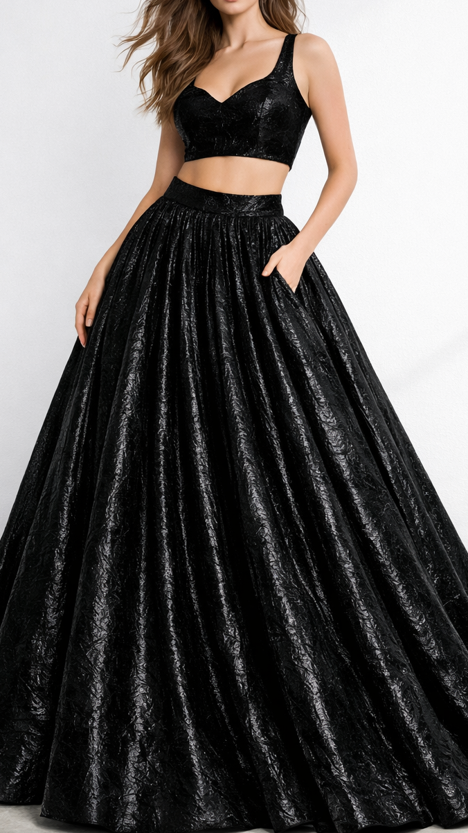 Black Textured Crushed Velvet Fabric 11797(3)