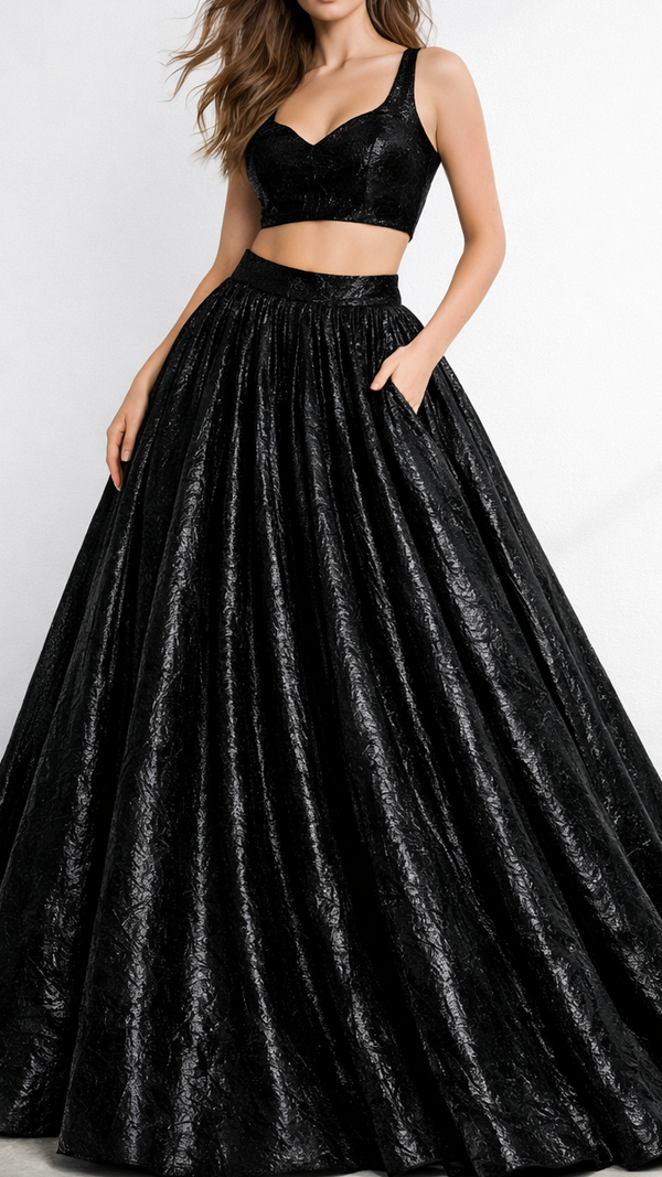 Black Textured Crushed Velvet Fabric 11797(3)