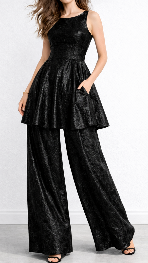 Black Textured Crushed Velvet Fabric 11797(3)