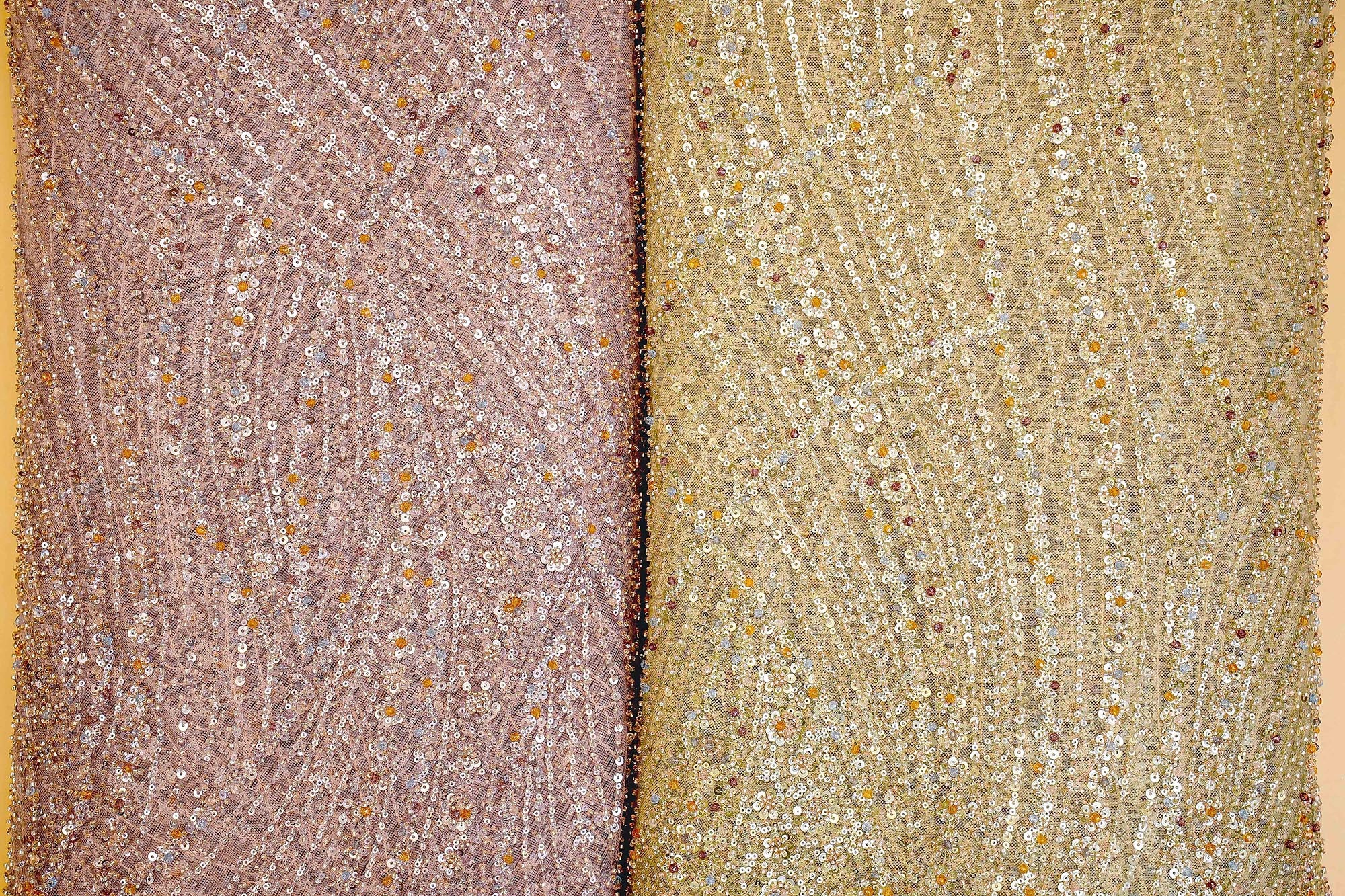 Onion Handwork Net with Gold Sequins, Pearls, and Cut-Dana