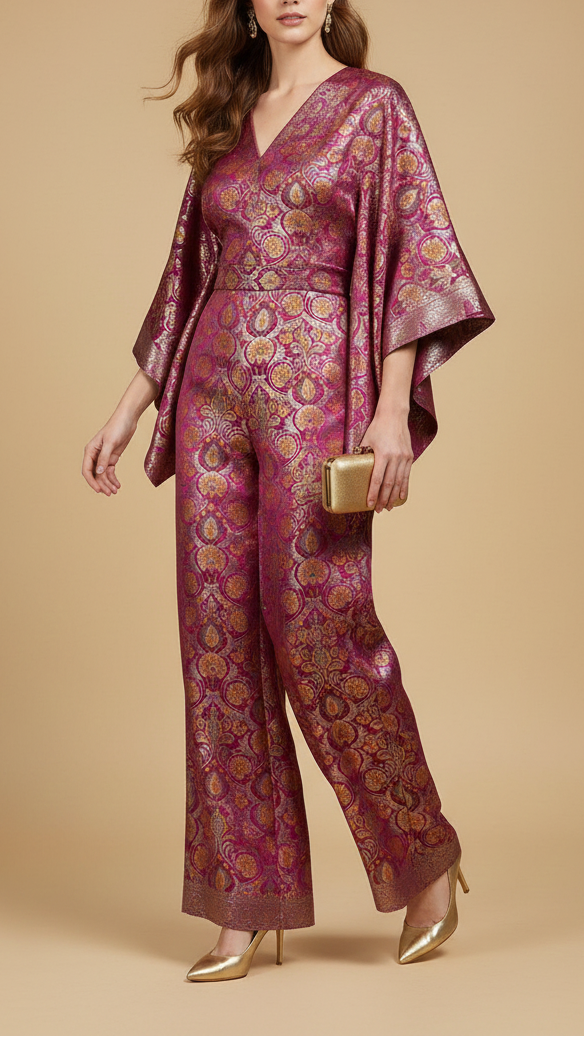 Purple Pure Banarasi Brocade Fabric With Thread And Zari Handloom 20179