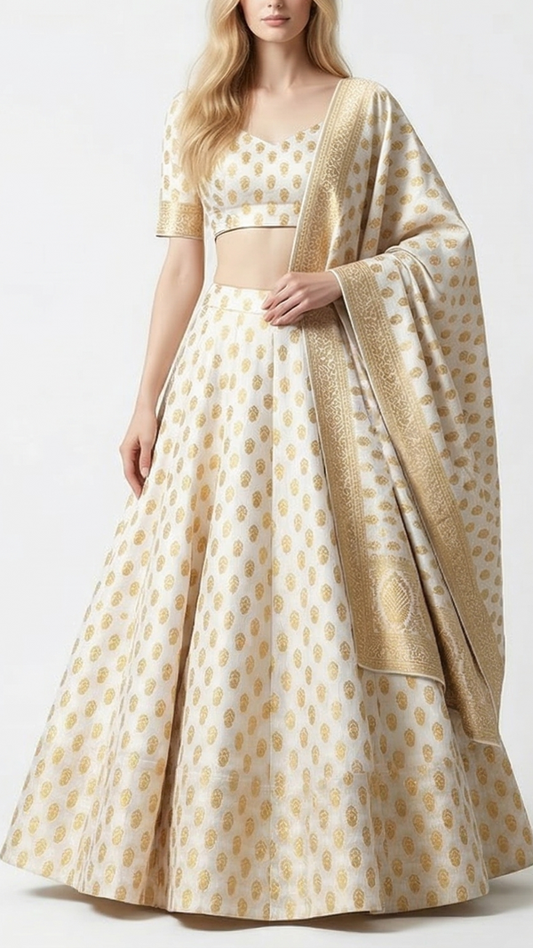 Dyeable Georgette Fabric with All Over Buti Of Zari Handloom 15052